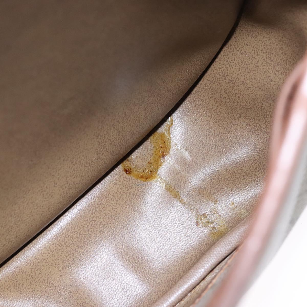 Christian Dior Honeycomb Canvas Shoulder Bag PVC Leather Beige Auth bs23056