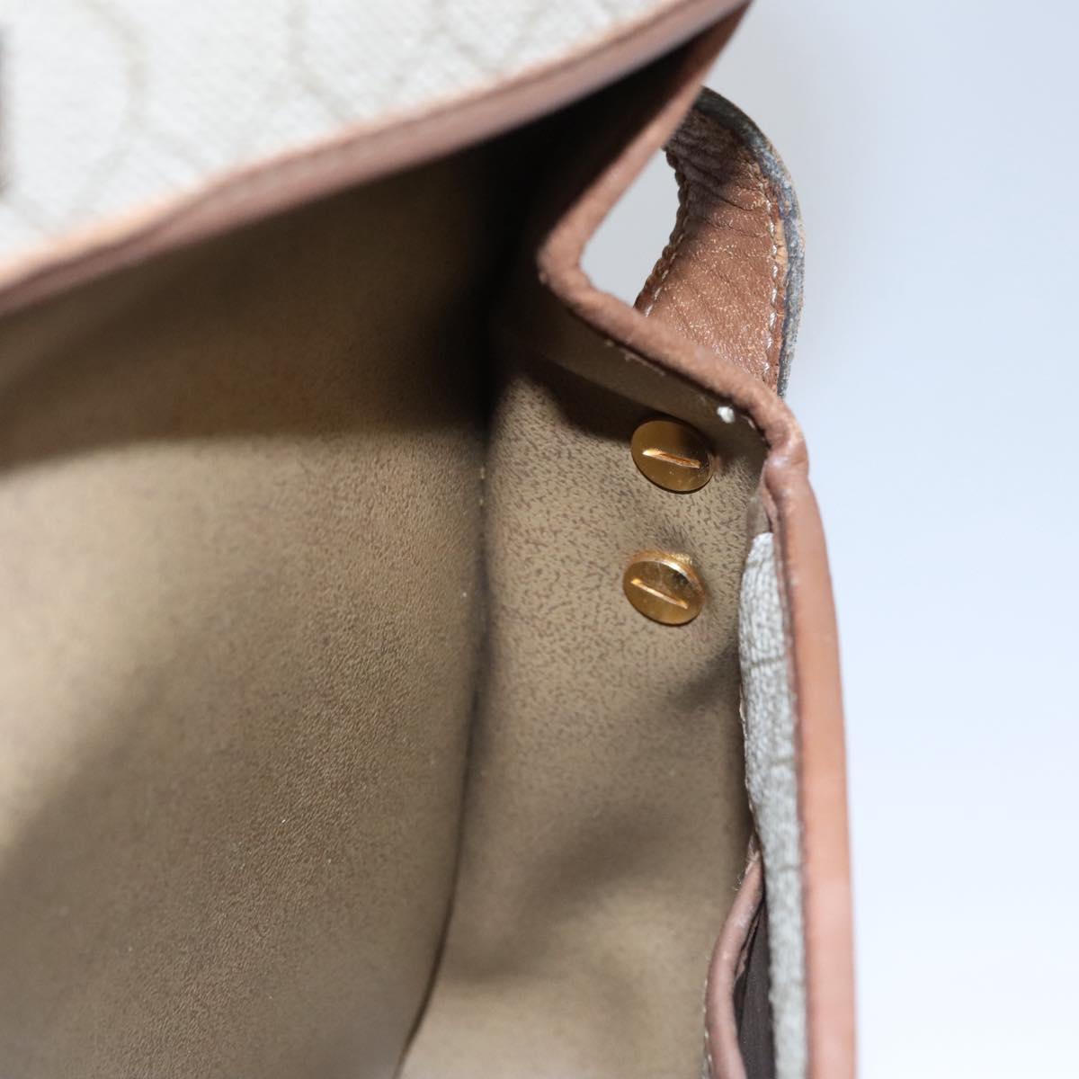 Christian Dior Honeycomb Canvas Shoulder Bag PVC Leather Beige Auth bs23056