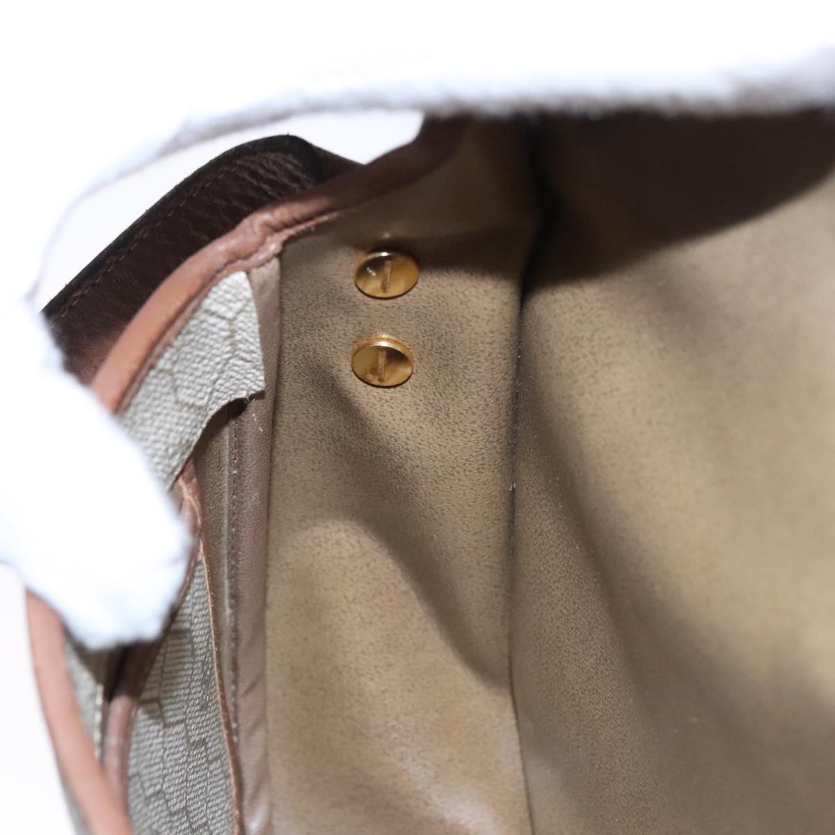 Christian Dior Honeycomb Canvas Shoulder Bag PVC Leather Beige Auth bs23056