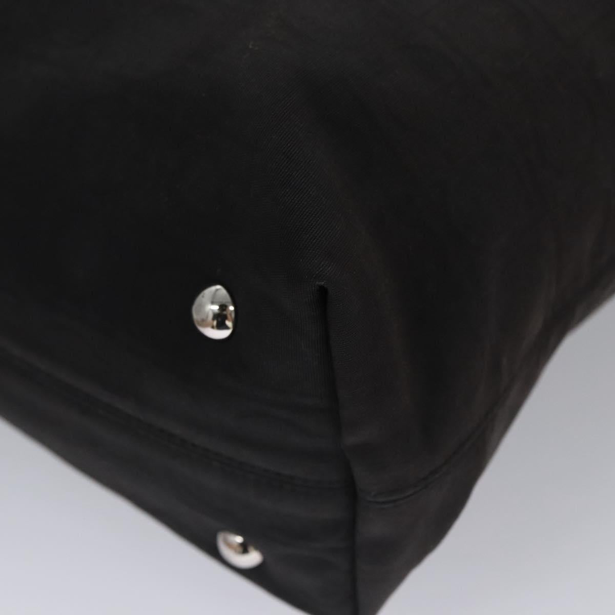 Salvatore Ferragamo Gancini Tote Bag Canvas Black Silver Auth bs23065