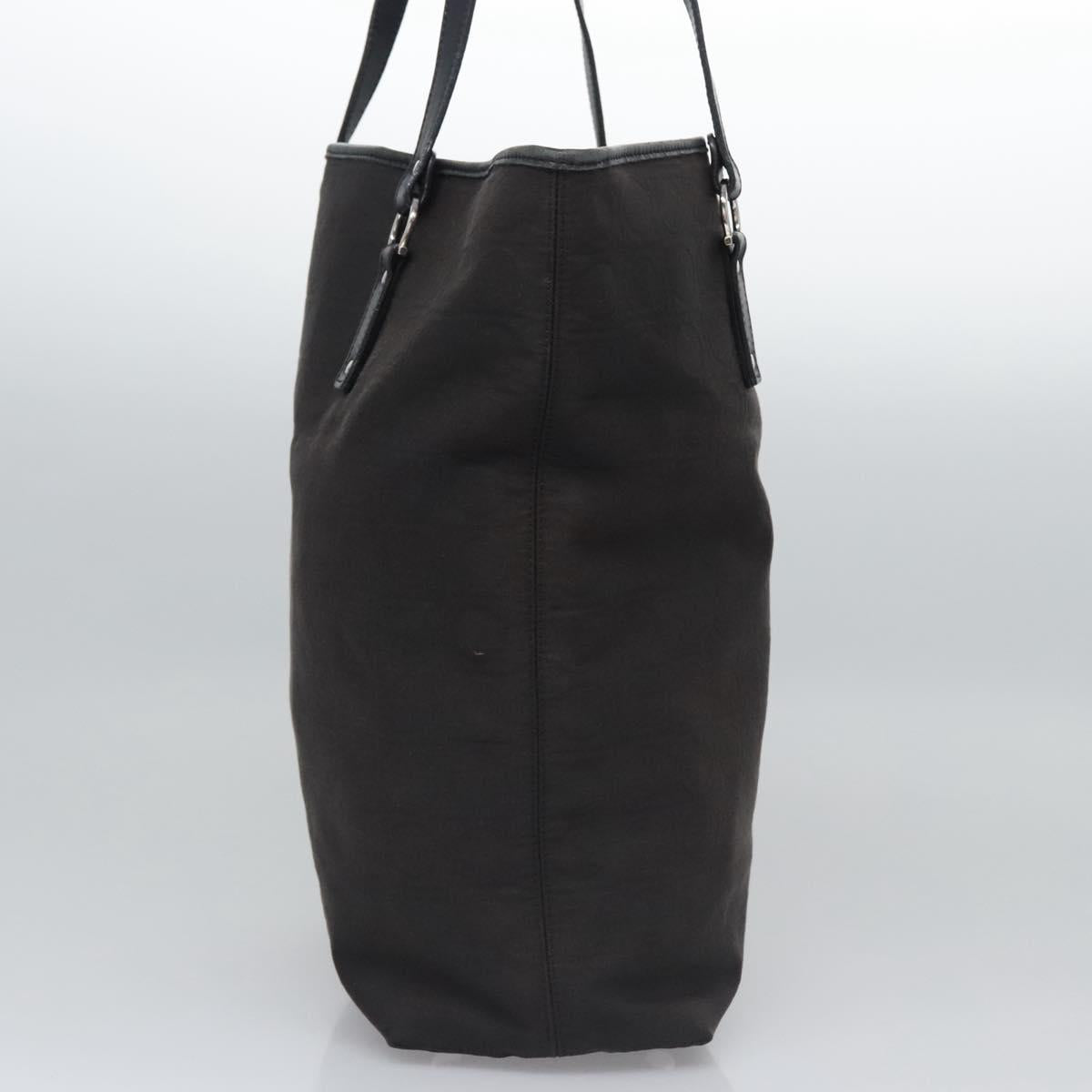 Salvatore Ferragamo Gancini Tote Bag Canvas Black Silver Auth bs23065