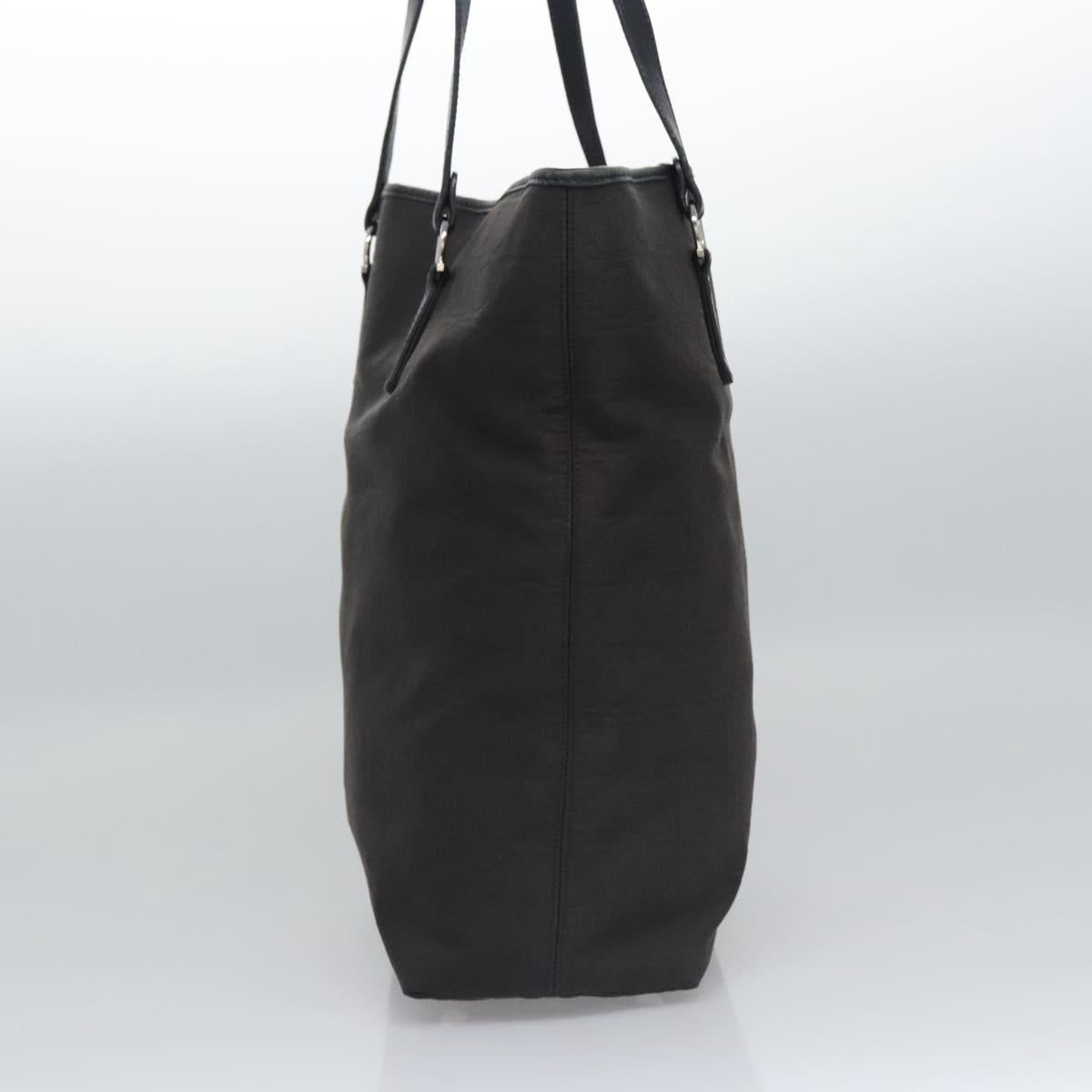 Salvatore Ferragamo Gancini Tote Bag Canvas Black Silver Auth bs23065