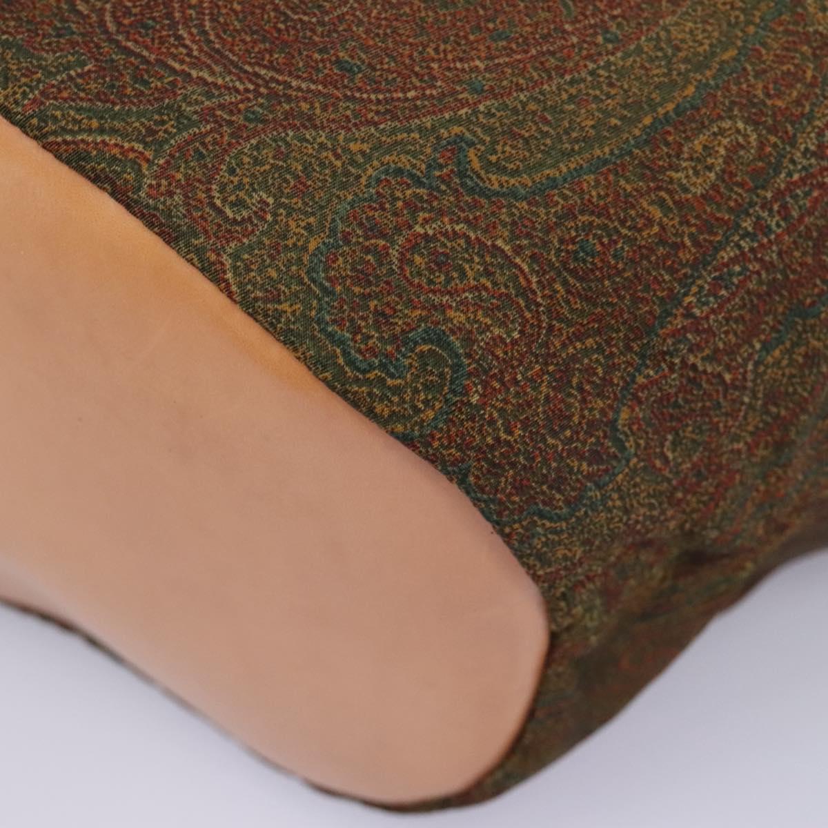 ETRO Paisley Shoulder Bag Nylon Brown Red Green Auth bs23067