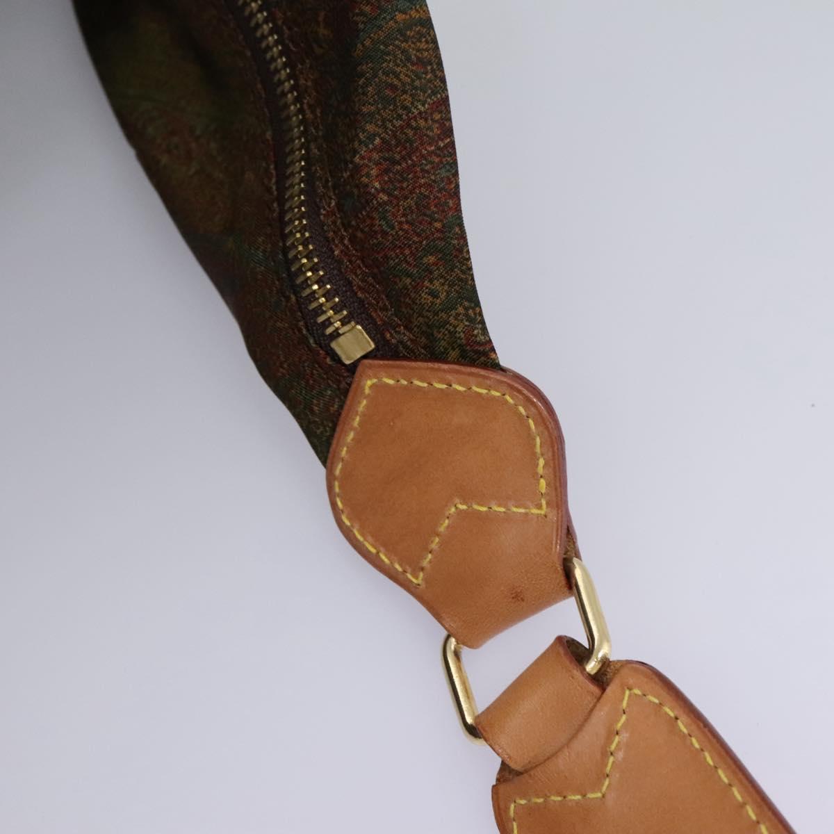 ETRO Paisley Shoulder Bag Nylon Brown Red Green Auth bs23067