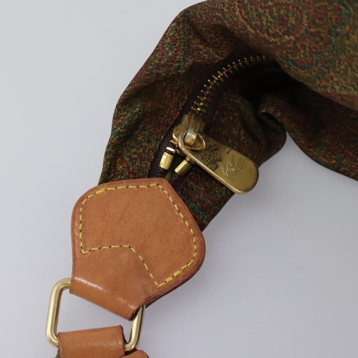 ETRO Paisley Shoulder Bag Nylon Brown Red Green Auth bs23067