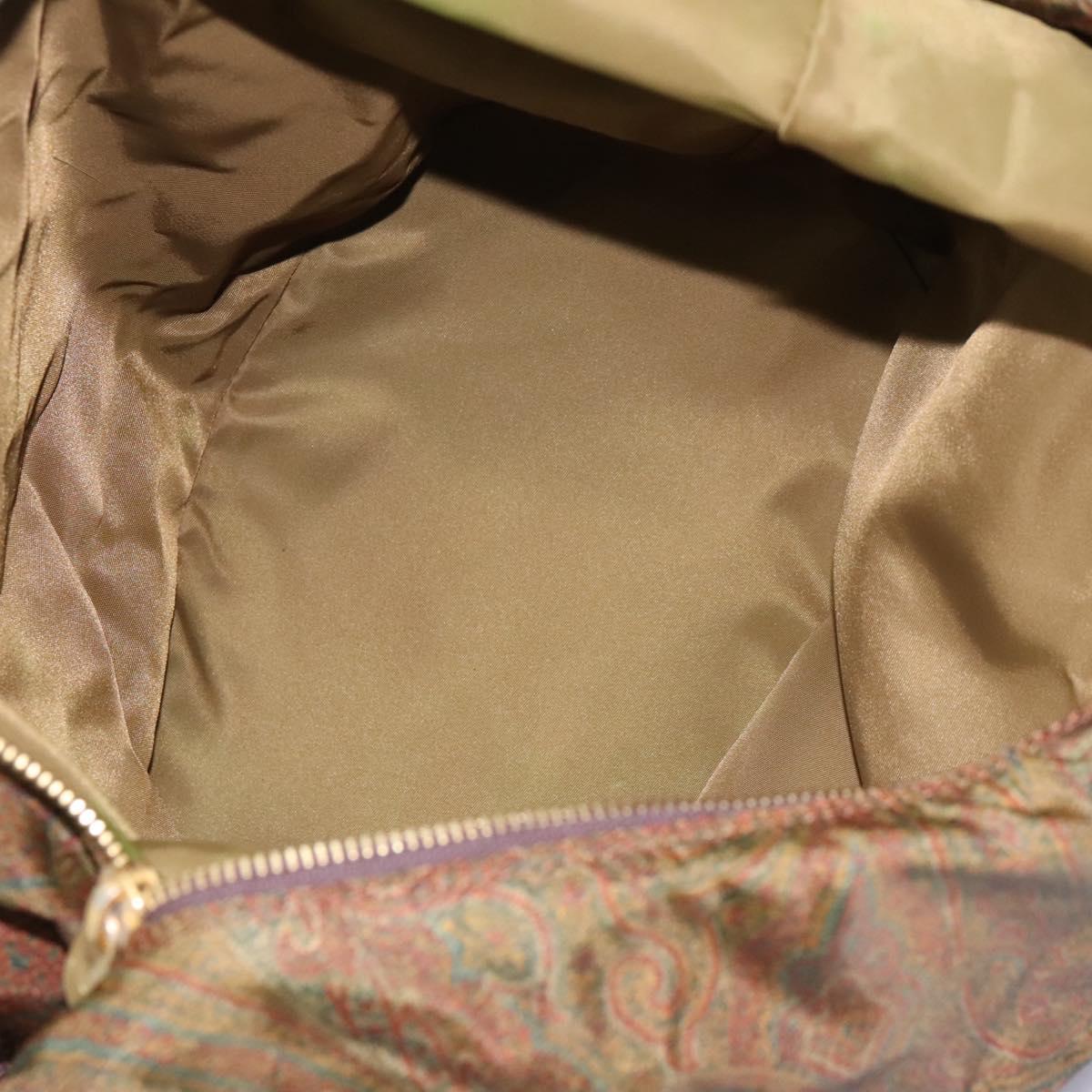 ETRO Paisley Shoulder Bag Nylon Brown Red Green Auth bs23067