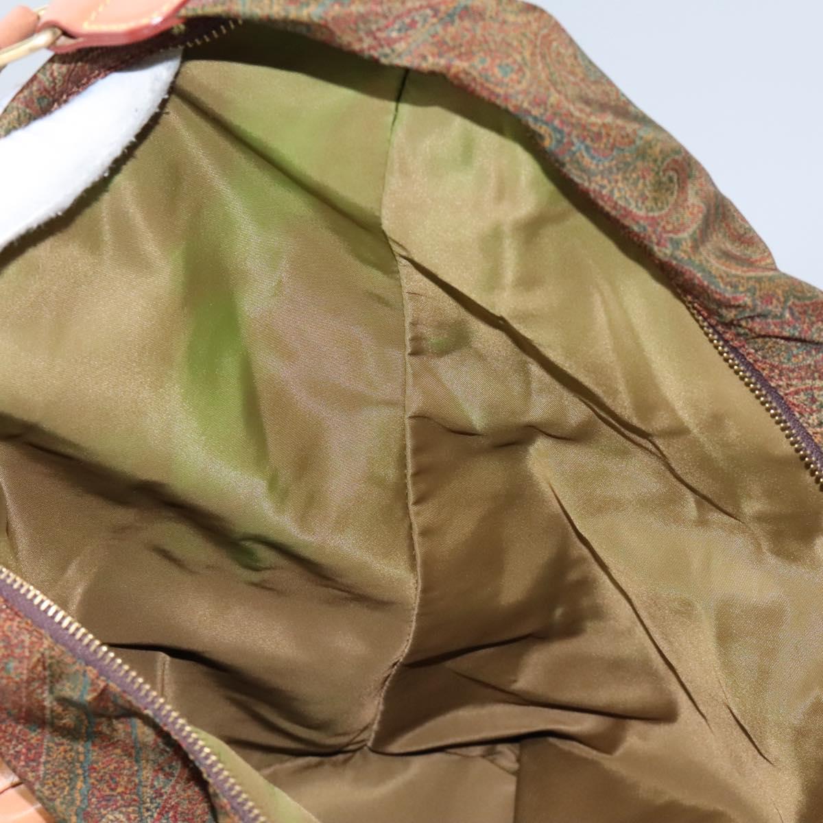 ETRO Paisley Shoulder Bag Nylon Brown Red Green Auth bs23067