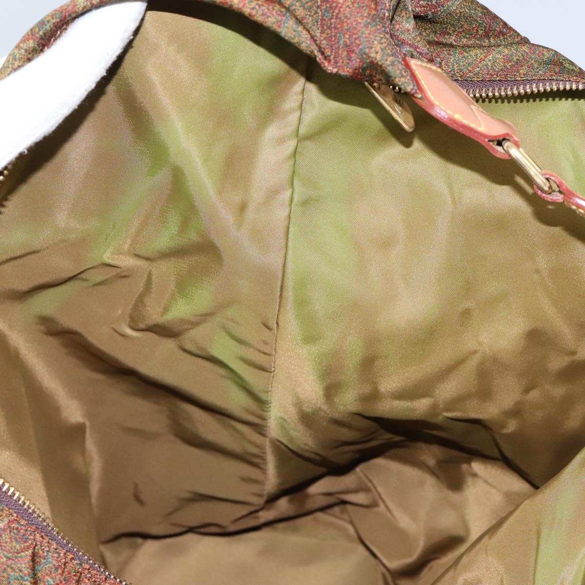 ETRO Paisley Shoulder Bag Nylon Brown Red Green Auth bs23067