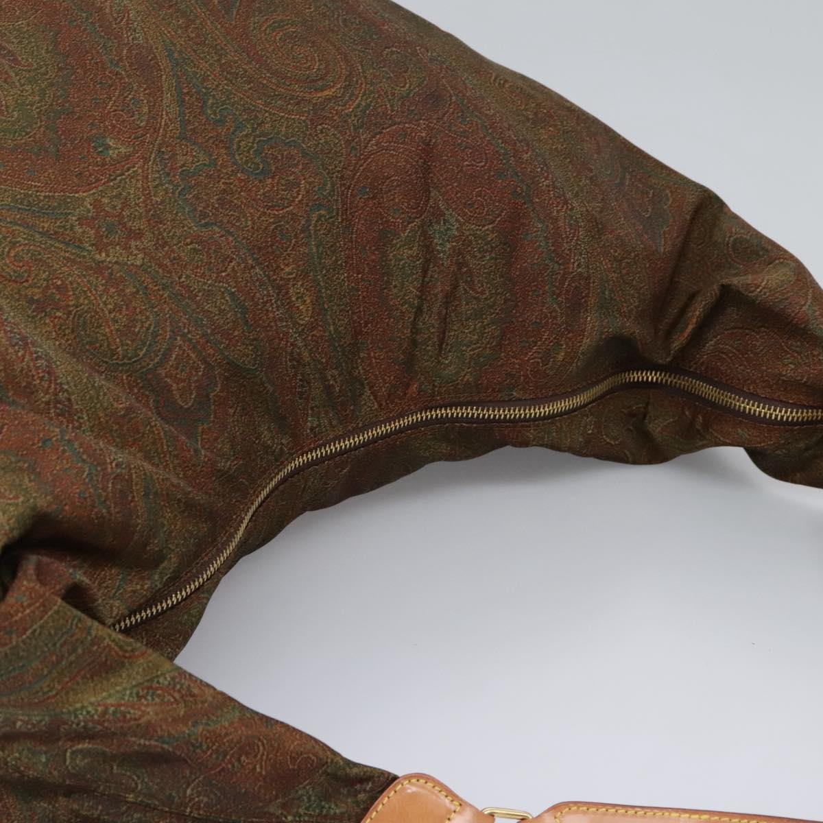 ETRO Paisley Shoulder Bag Nylon Brown Red Green Auth bs23067