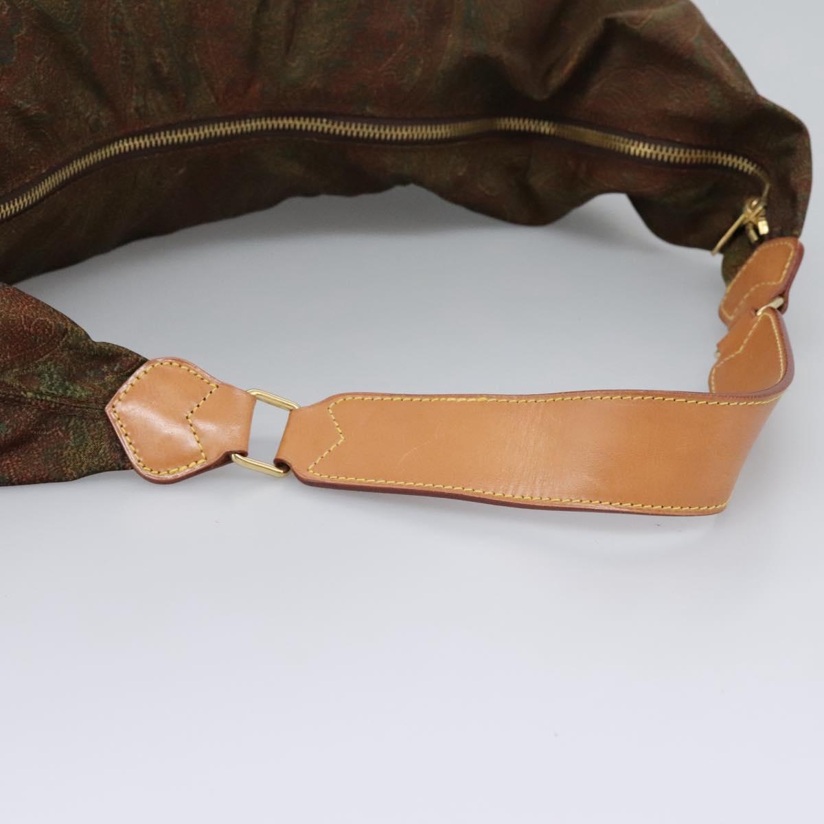 ETRO Paisley Shoulder Bag Nylon Brown Red Green Auth bs23067
