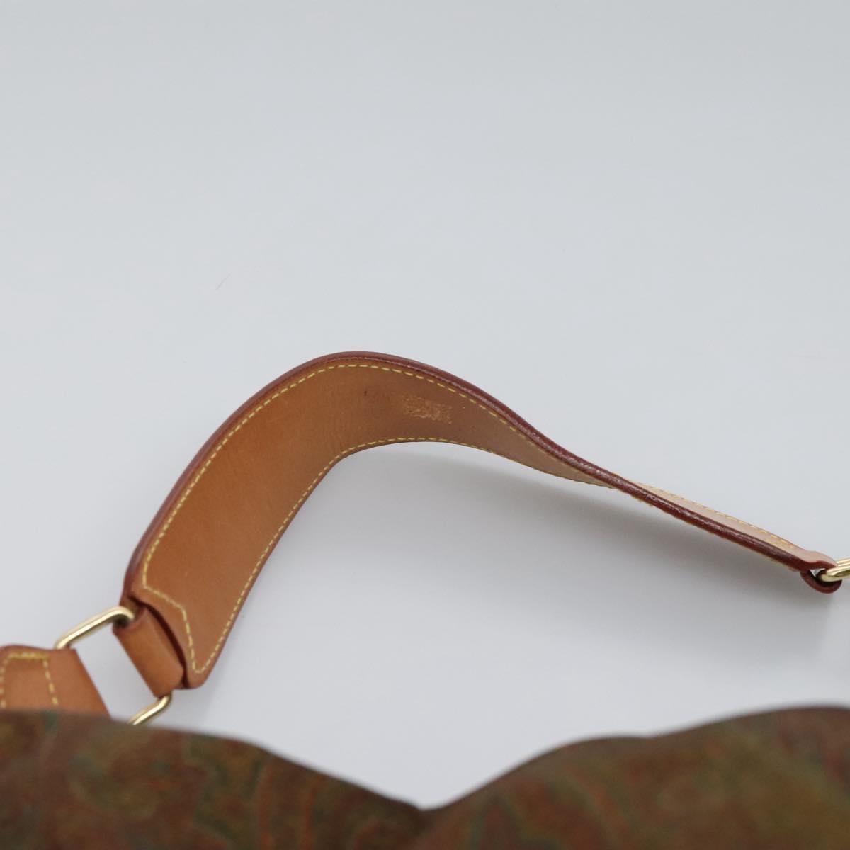 ETRO Paisley Shoulder Bag Nylon Brown Red Green Auth bs23067