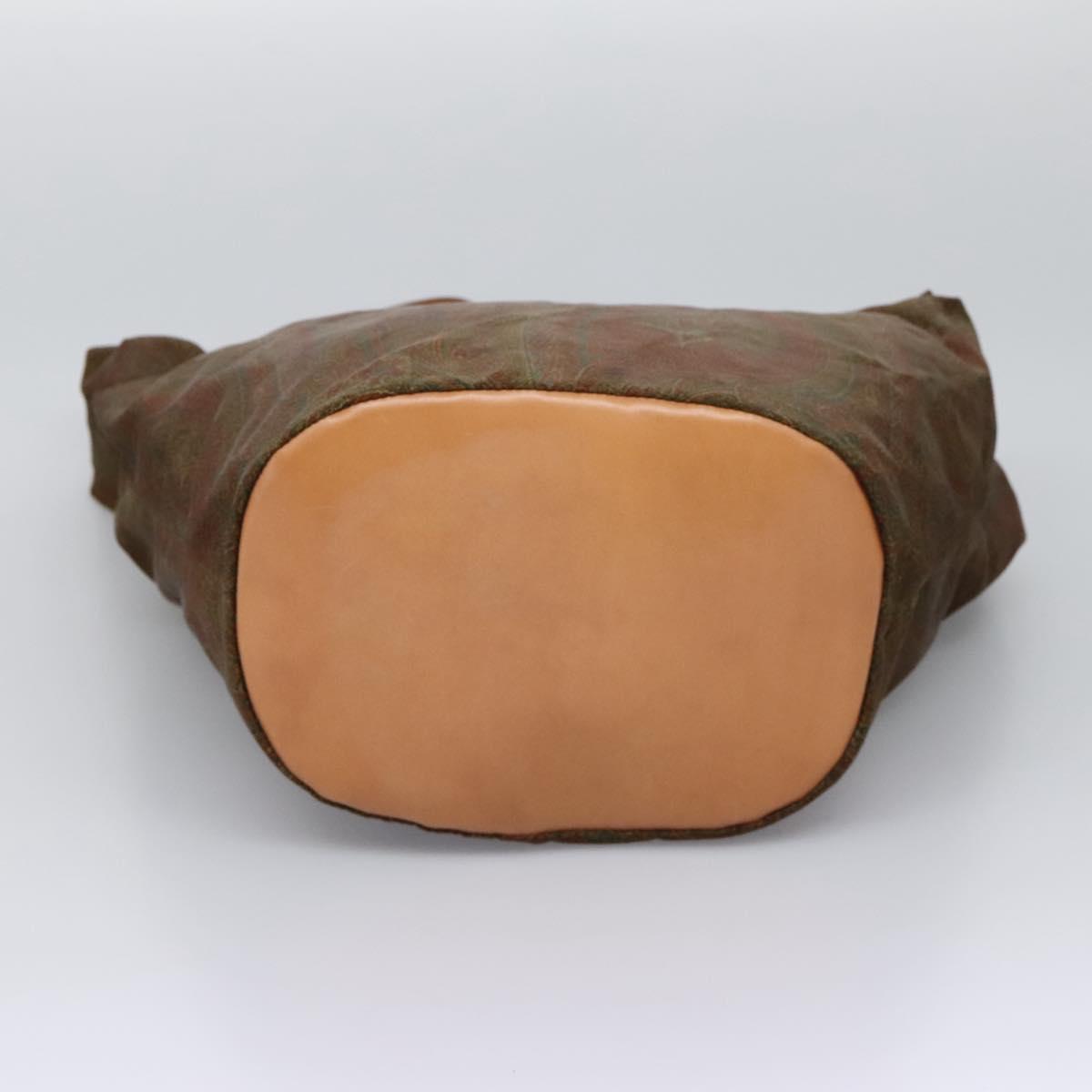 ETRO Paisley Shoulder Bag Nylon Brown Red Green Auth bs23067