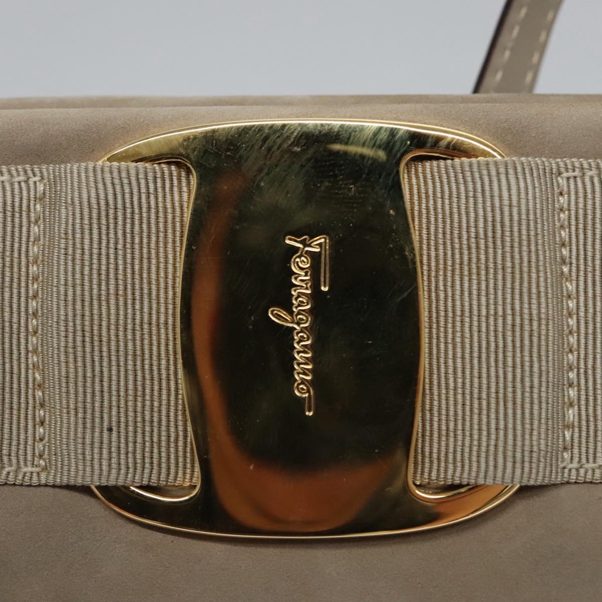 Salvatore Ferragamo Vala Shoulder Bag Suede Beige Auth bs23073