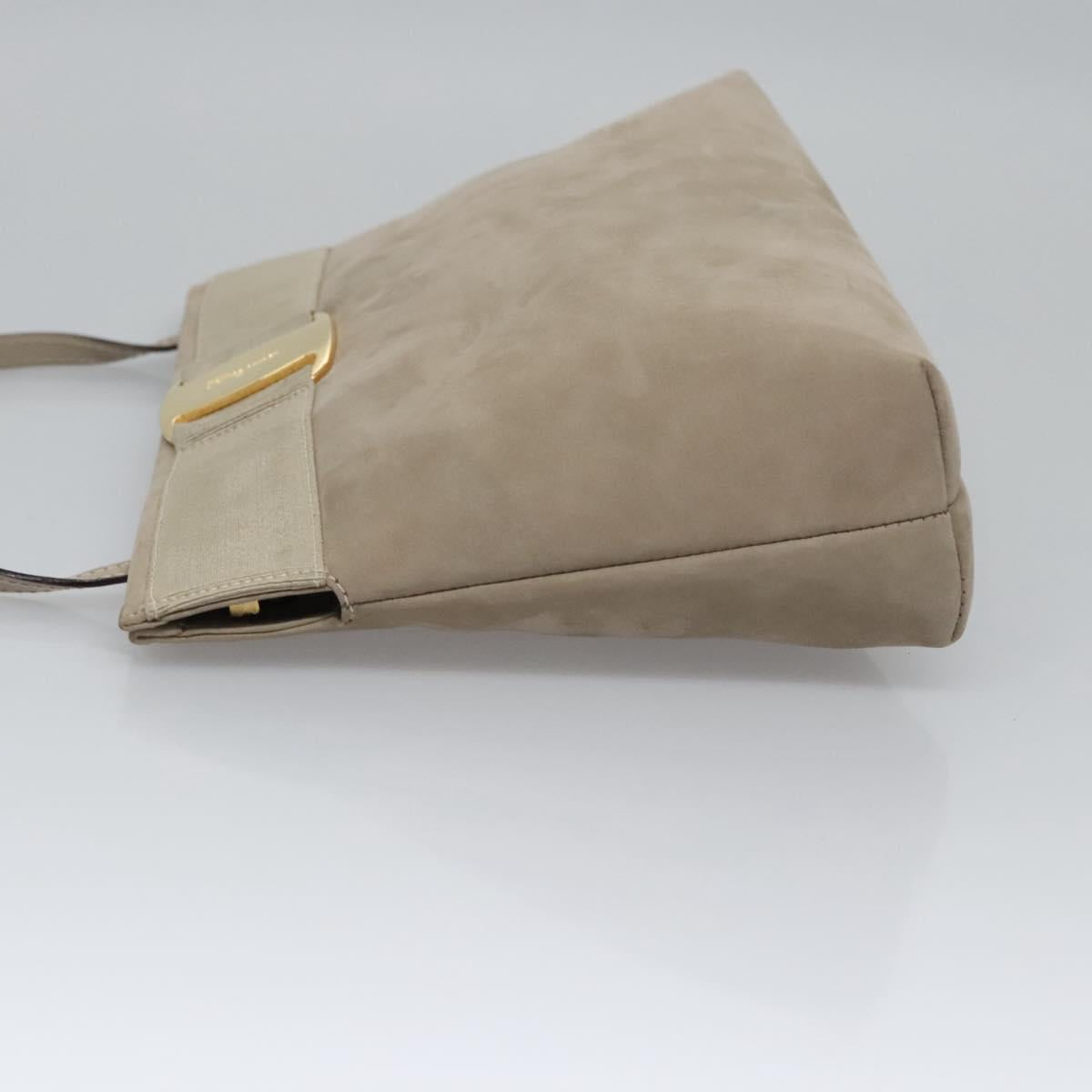 Salvatore Ferragamo Vala Shoulder Bag Suede Beige Auth bs23073