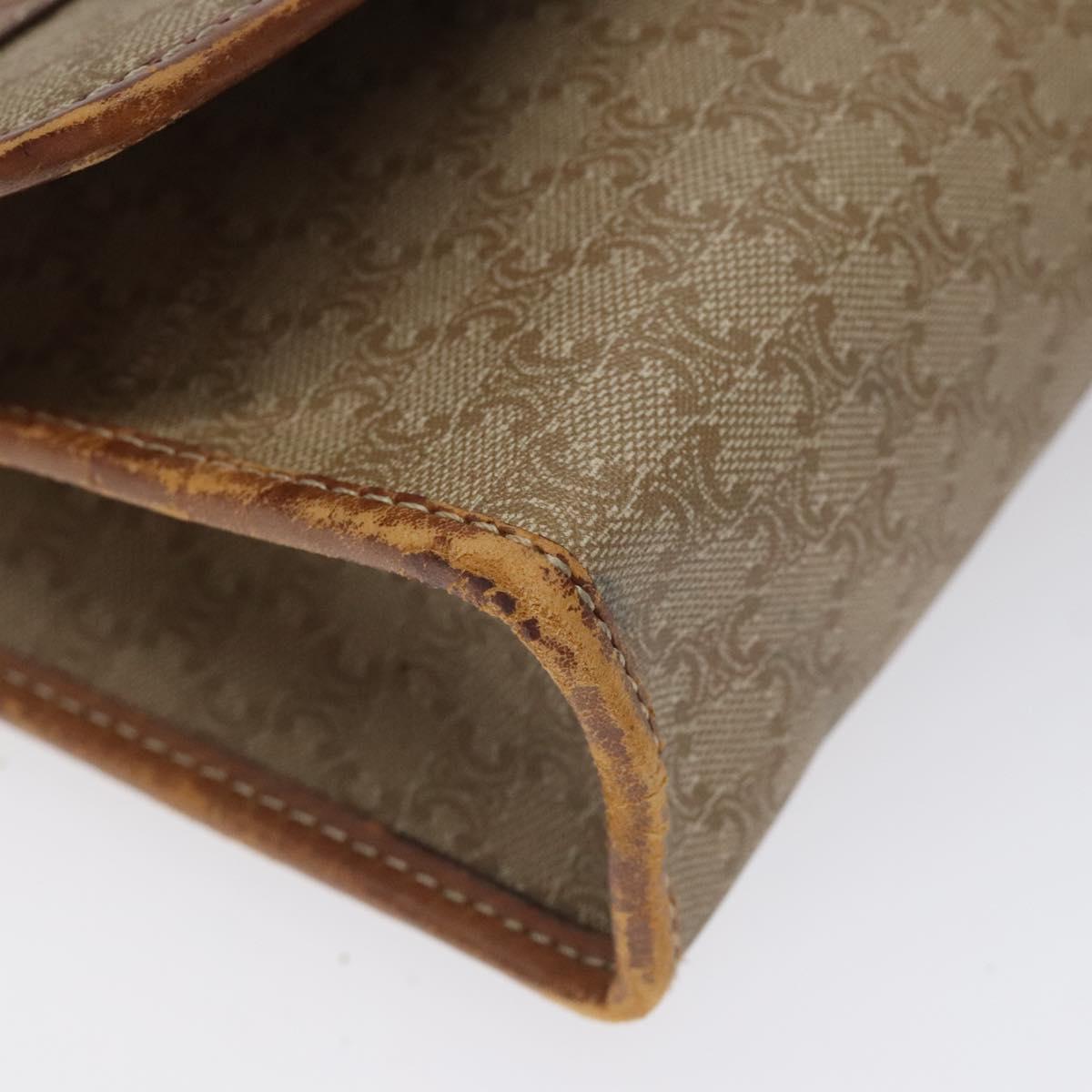 CELINE Macadam Canvas Shoulder Bag PVC Beige Brown gold Auth bs23079