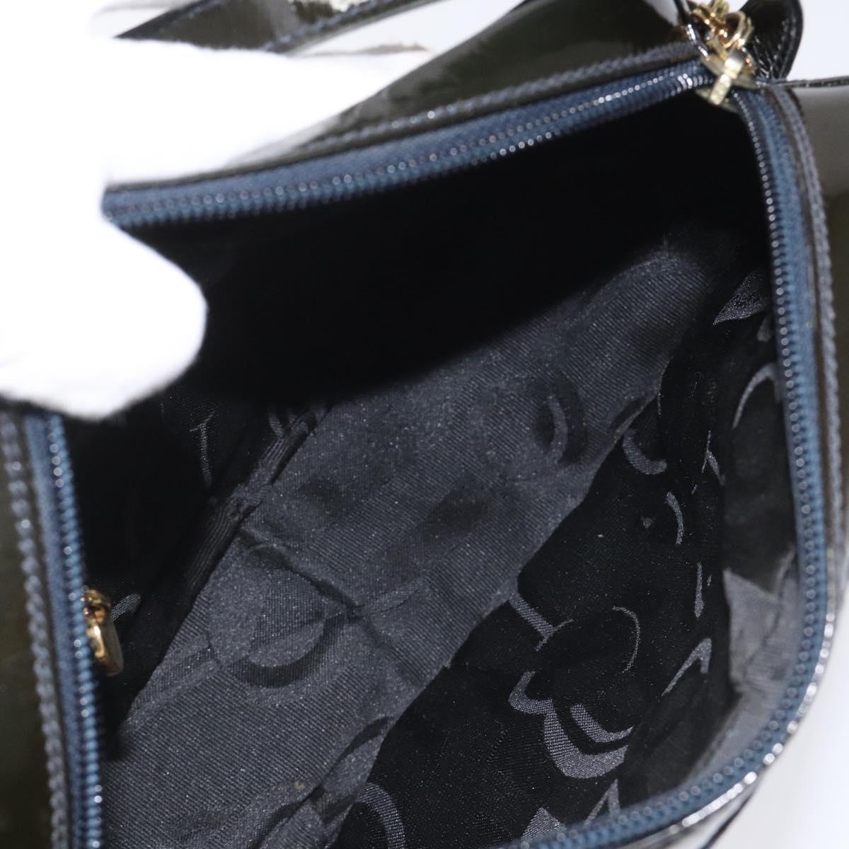 Salvatore Ferragamo Vala Shoulder Bag Patent leather Black Gold Auth bs23082