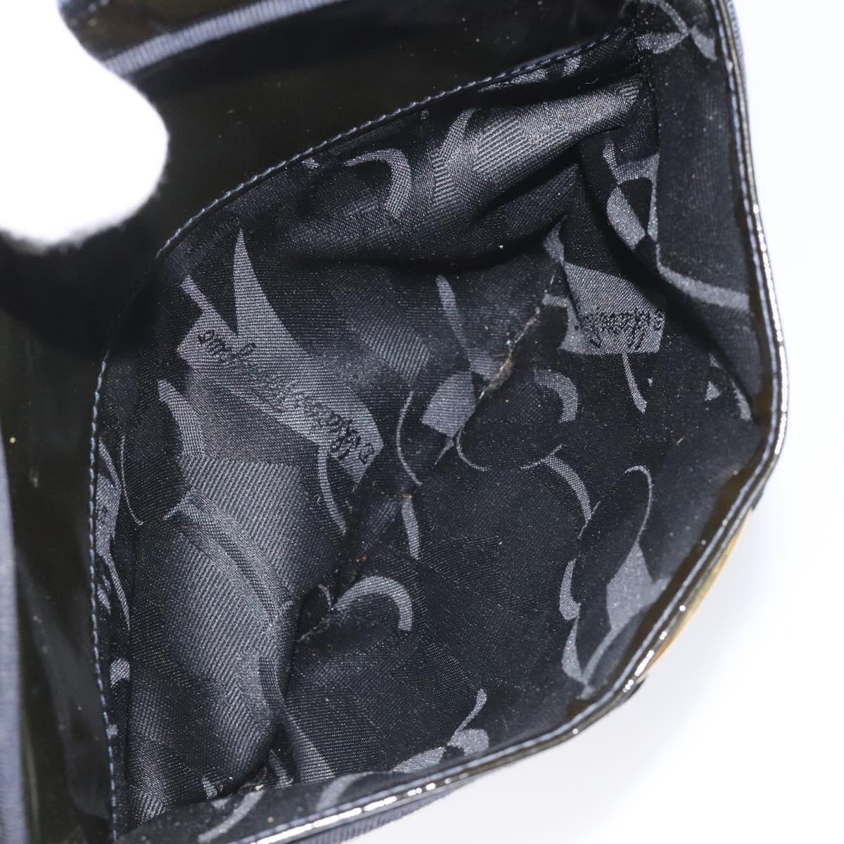 Salvatore Ferragamo Vala Shoulder Bag Patent leather Black Gold Auth bs23082