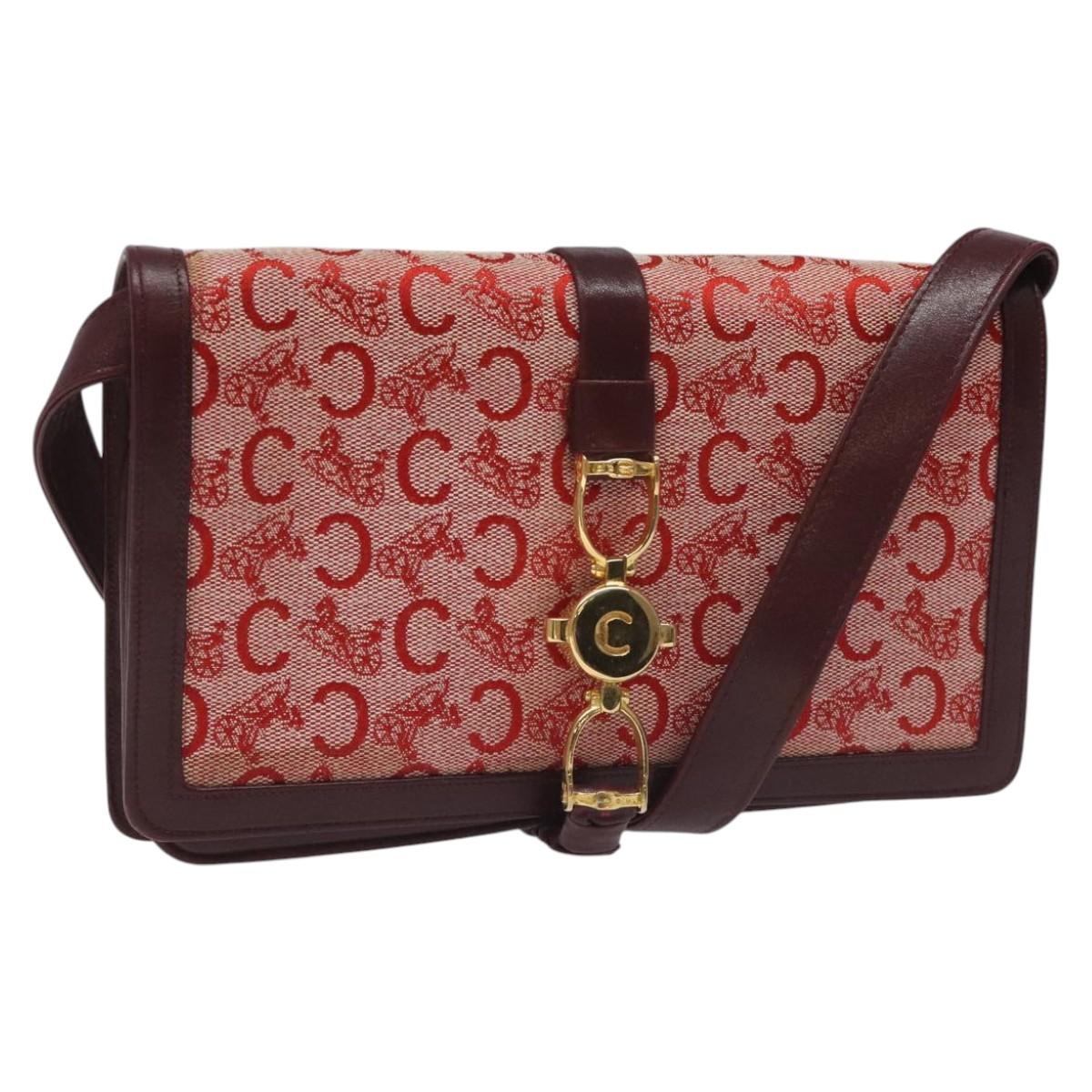 CELINE C Sulky Shoulder Bag Red Gold Auth bs23084