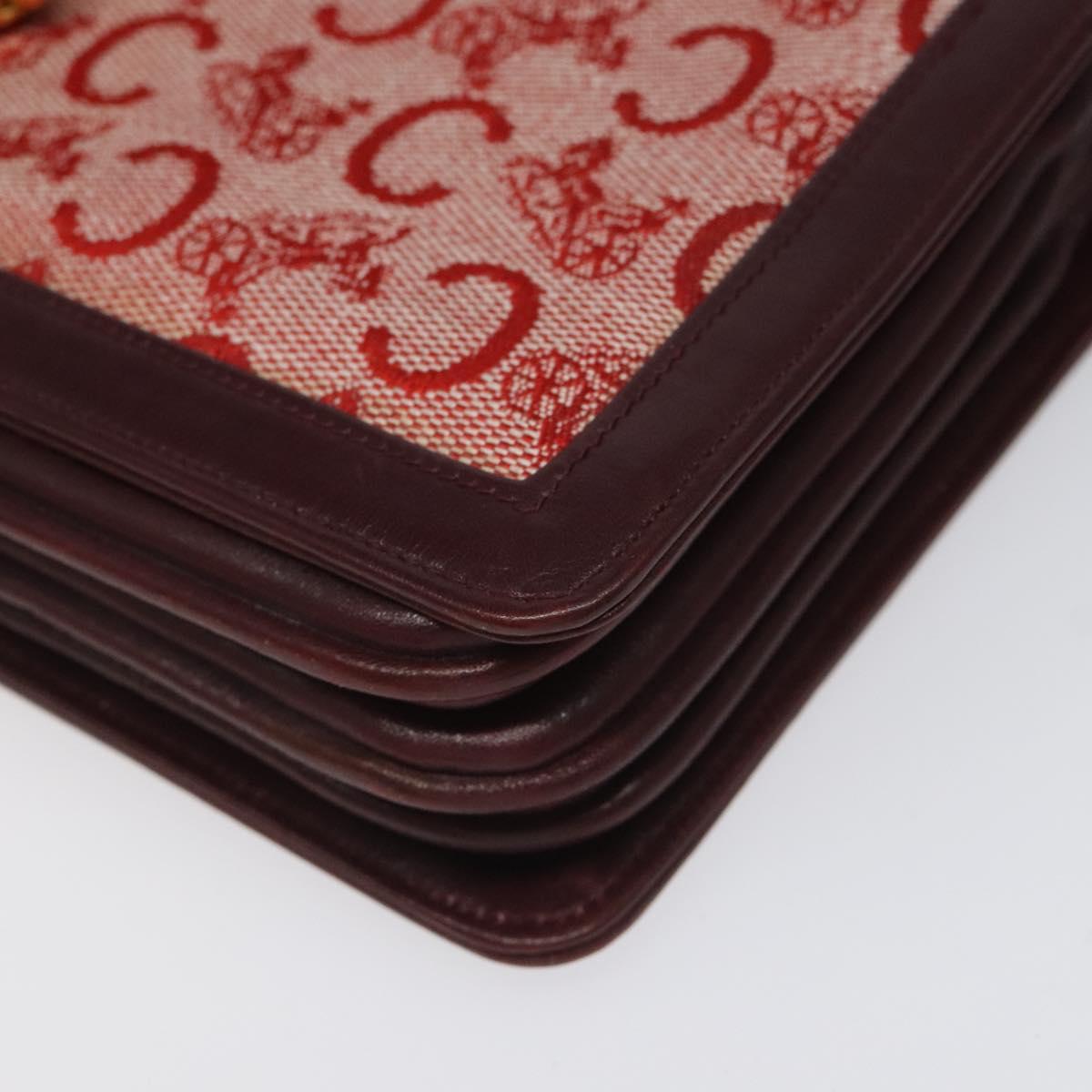 CELINE C Sulky Shoulder Bag Red Gold Auth bs23084