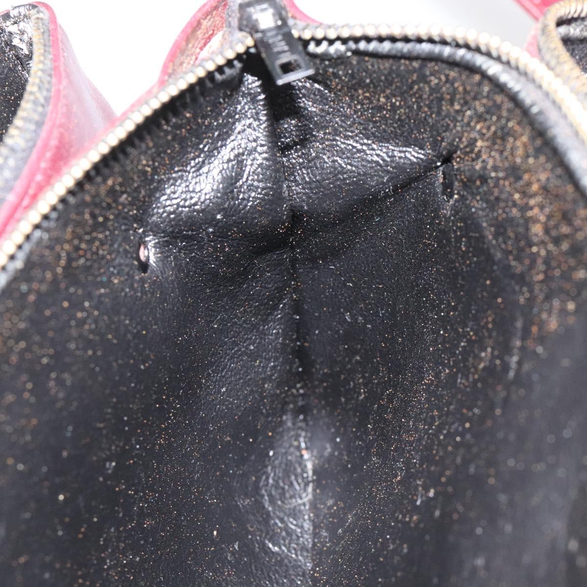 CELINE C Sulky Shoulder Bag Red Gold Auth bs23084