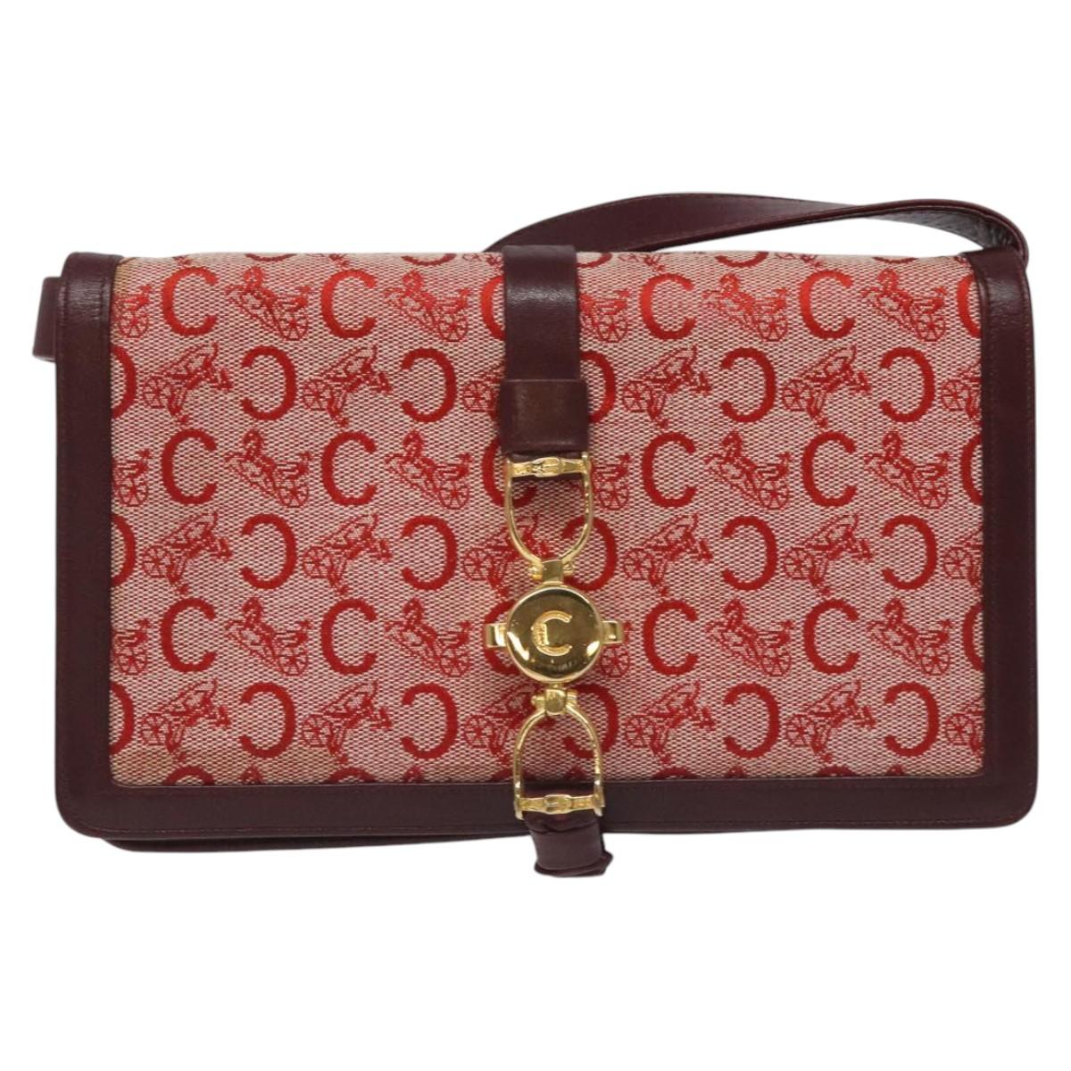 CELINE C Sulky Shoulder Bag Red Gold Auth bs23084