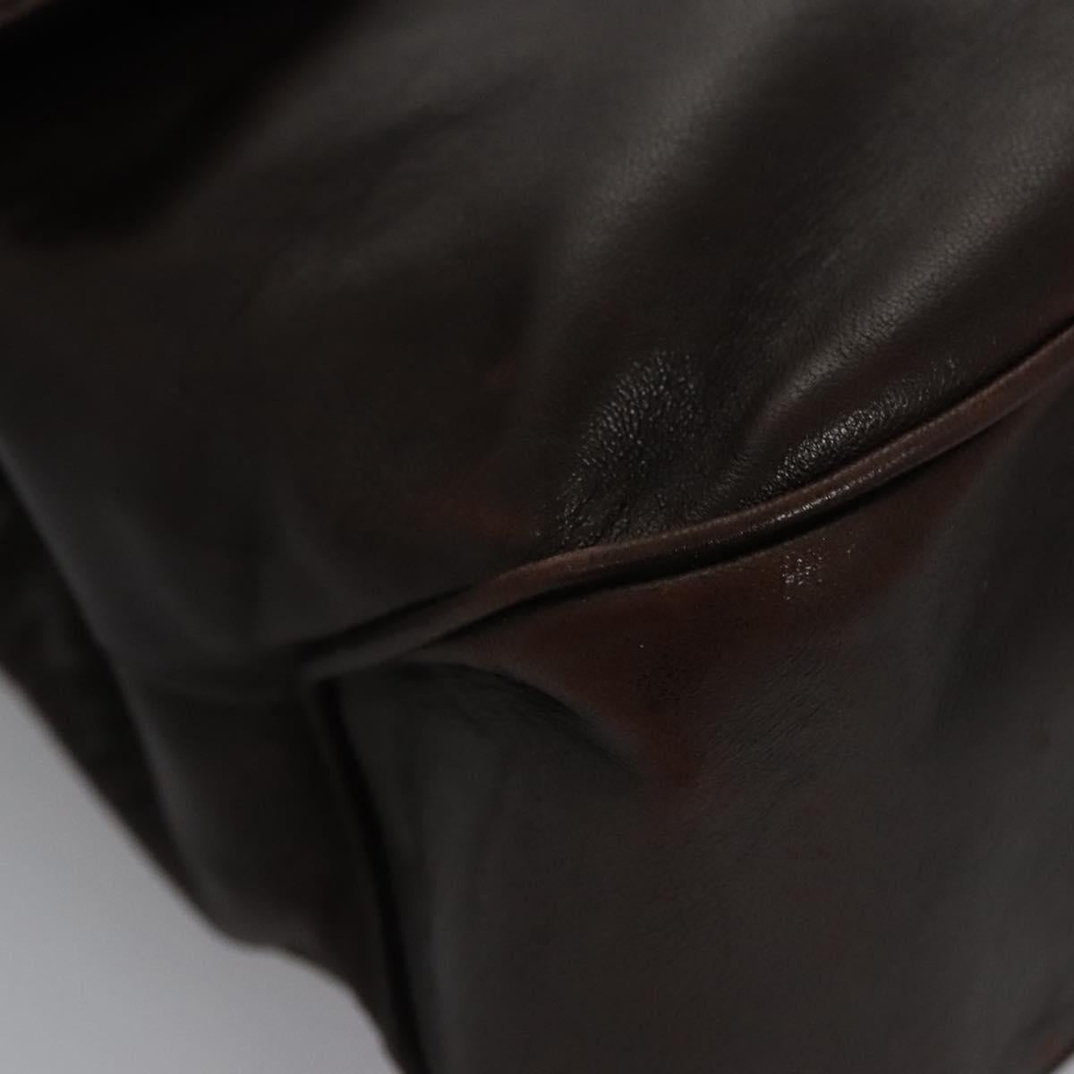 Salvatore Ferragamo Shoulder Bag Leather Brown Silver Auth bs23091