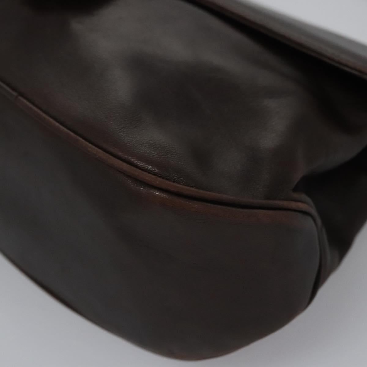 Salvatore Ferragamo Shoulder Bag Leather Brown Silver Auth bs23091