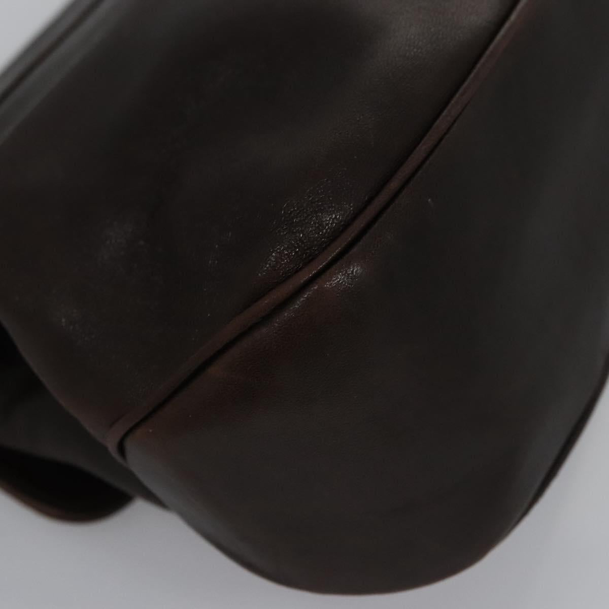 Salvatore Ferragamo Shoulder Bag Leather Brown Silver Auth bs23091