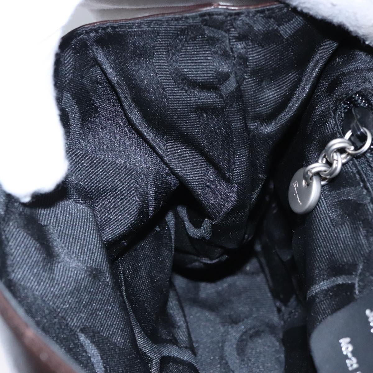 Salvatore Ferragamo Shoulder Bag Leather Brown Silver Auth bs23091