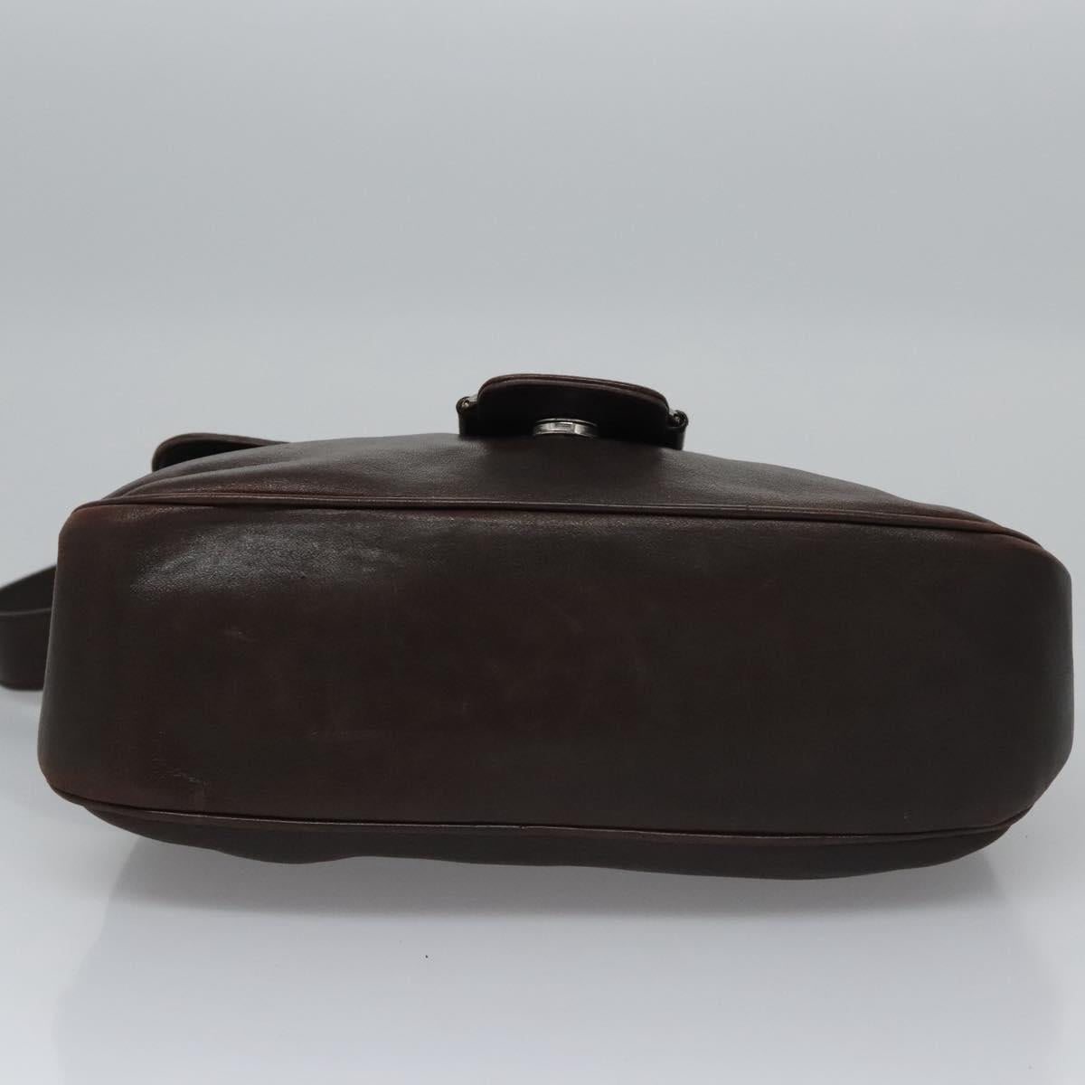 Salvatore Ferragamo Shoulder Bag Leather Brown Silver Auth bs23091