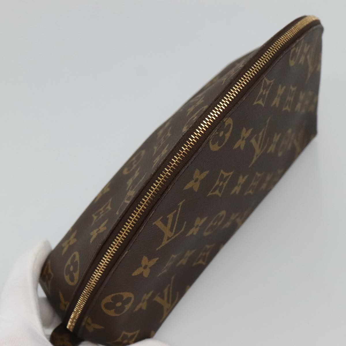 LOUIS VUITTON Monogram Trousse Demi Ronde Cosmetic Pouch M47520 LV Auth bs23103