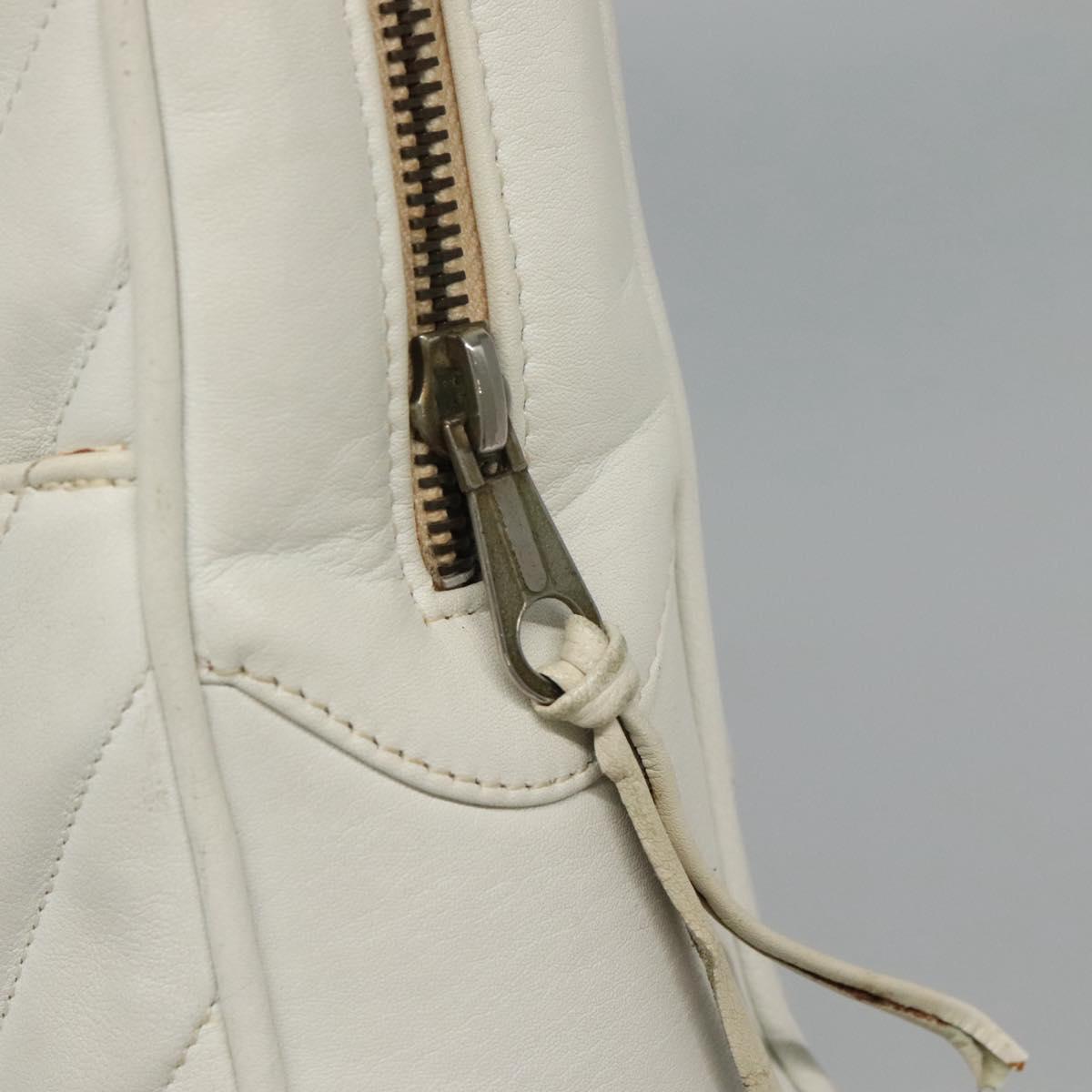 CHANEL Chain V Stitch Shoulder Bag Lamb Skin White CC Auth bs23119