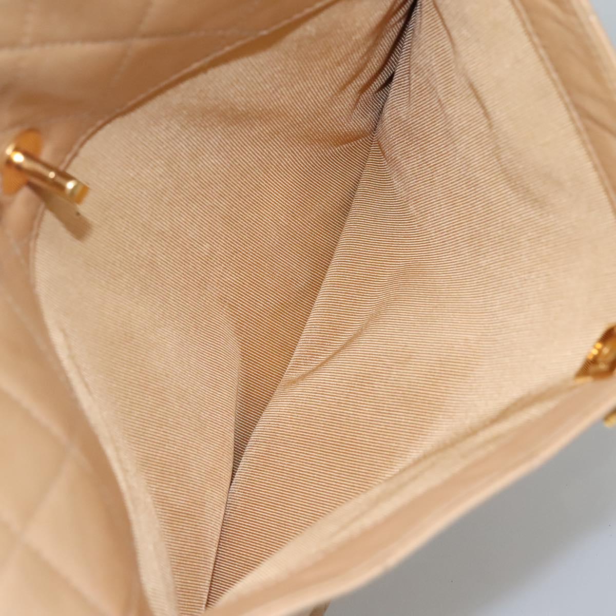 CHANEL Matelasse Shoulder Bag Lamb Skin Beige Gold CC Auth bs23120