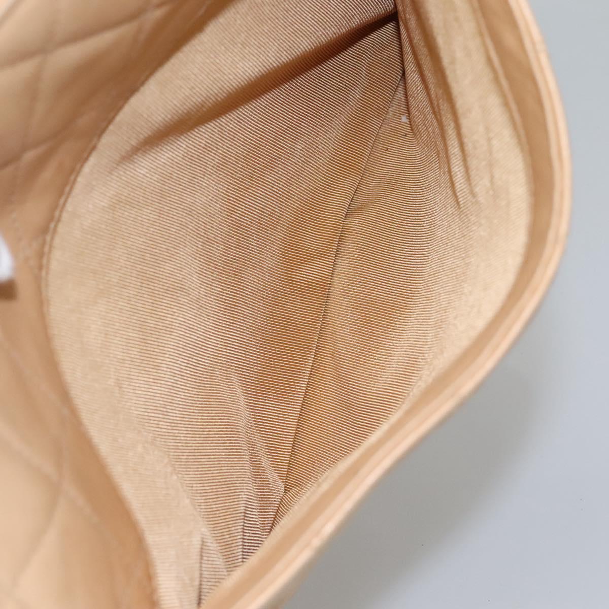 CHANEL Matelasse Shoulder Bag Lamb Skin Beige Gold CC Auth bs23120