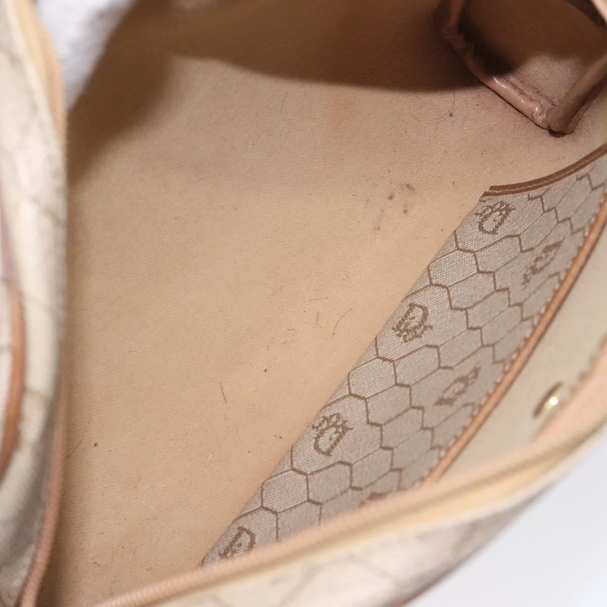 Christian Dior Honeycomb Canvas Shoulder Bag PVC Leather Beige Gold Auth bs23125