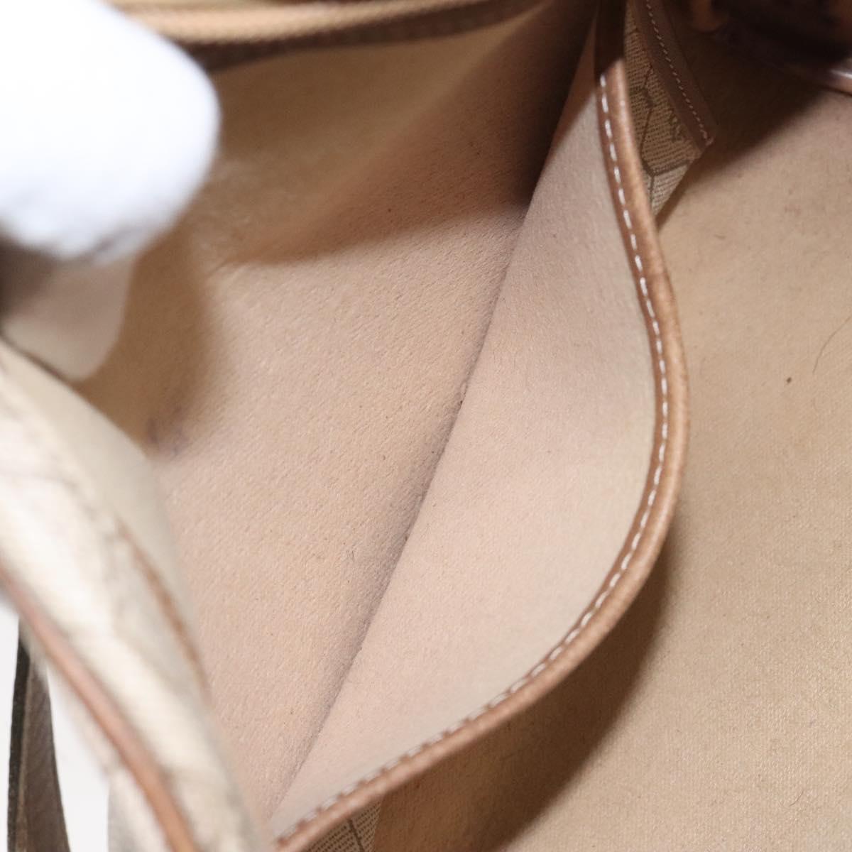 Christian Dior Honeycomb Canvas Shoulder Bag PVC Leather Beige Gold Auth bs23125