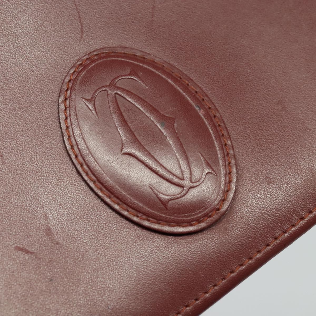 CARTIER Clutch Bag Leather 2Set Red Beige Auth bs23136