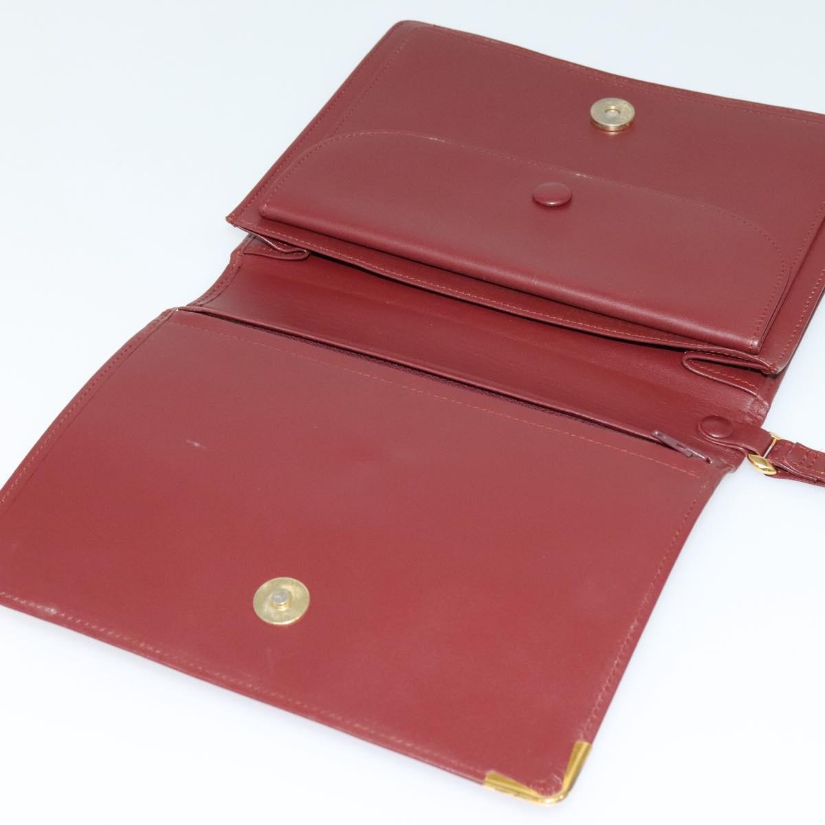 CARTIER Clutch Bag Leather 2Set Red Beige Auth bs23136