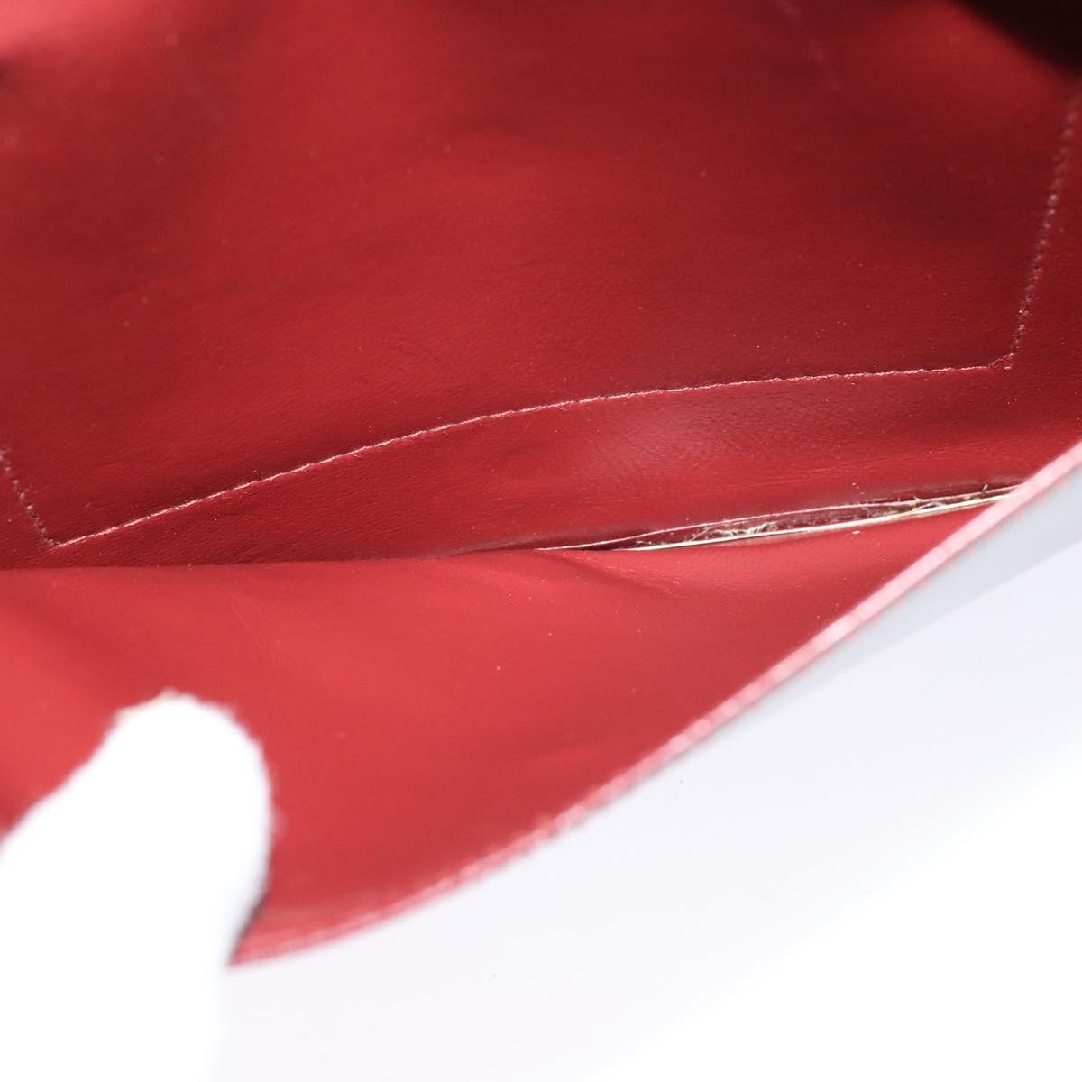 CARTIER Clutch Bag Leather 2Set Red Beige Auth bs23136