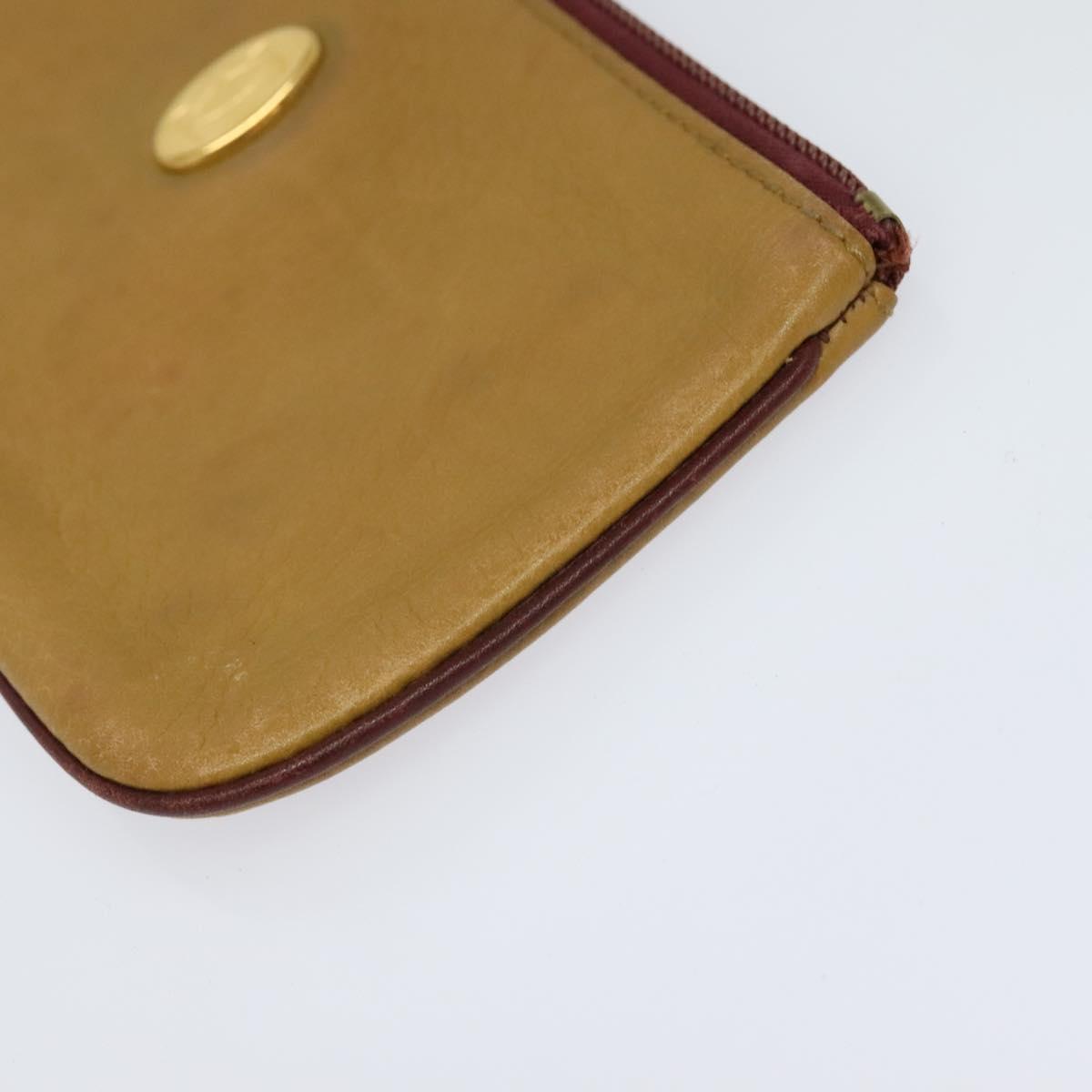 CARTIER Clutch Bag Leather 2Set Red Beige Auth bs23136