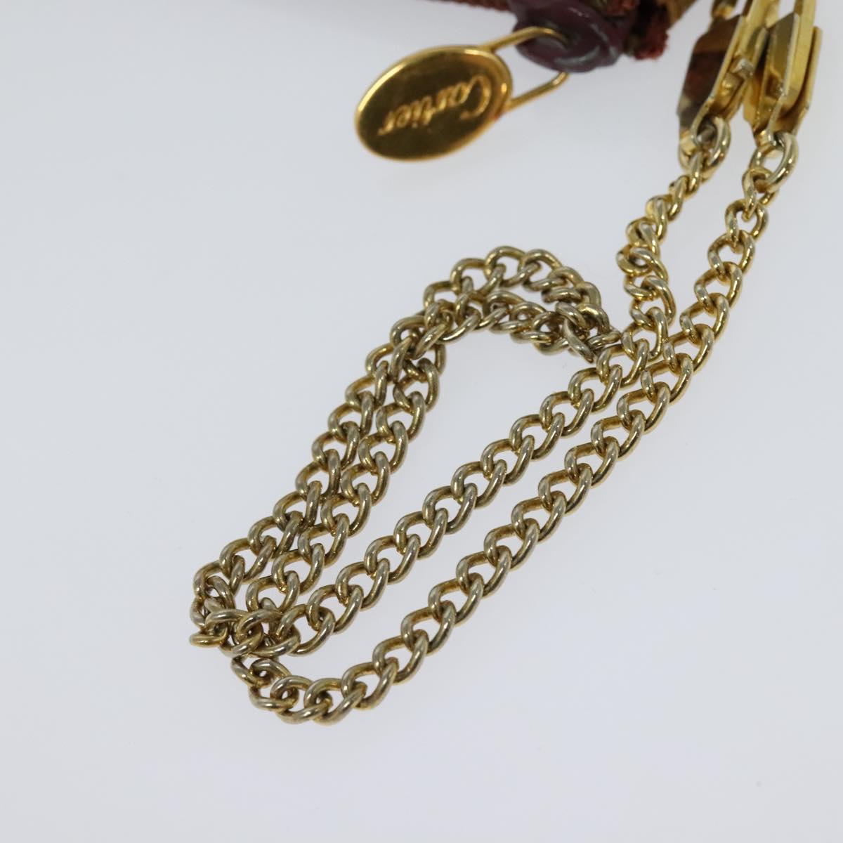 CARTIER Clutch Bag Leather 2Set Red Beige Auth bs23136