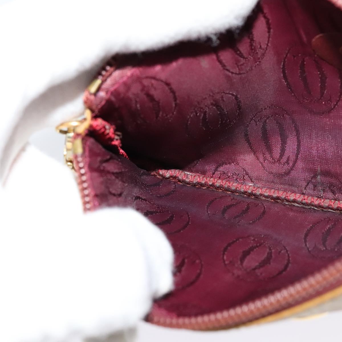 CARTIER Clutch Bag Leather 2Set Red Beige Auth bs23136