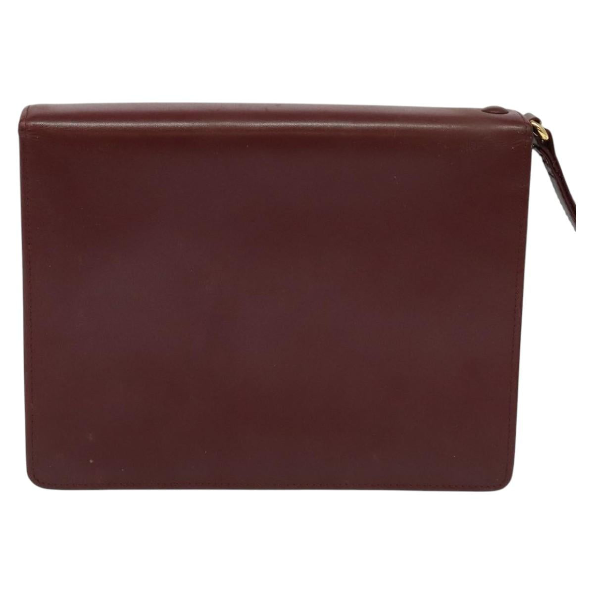 CARTIER Clutch Bag Leather 2Set Red Beige Auth bs23136