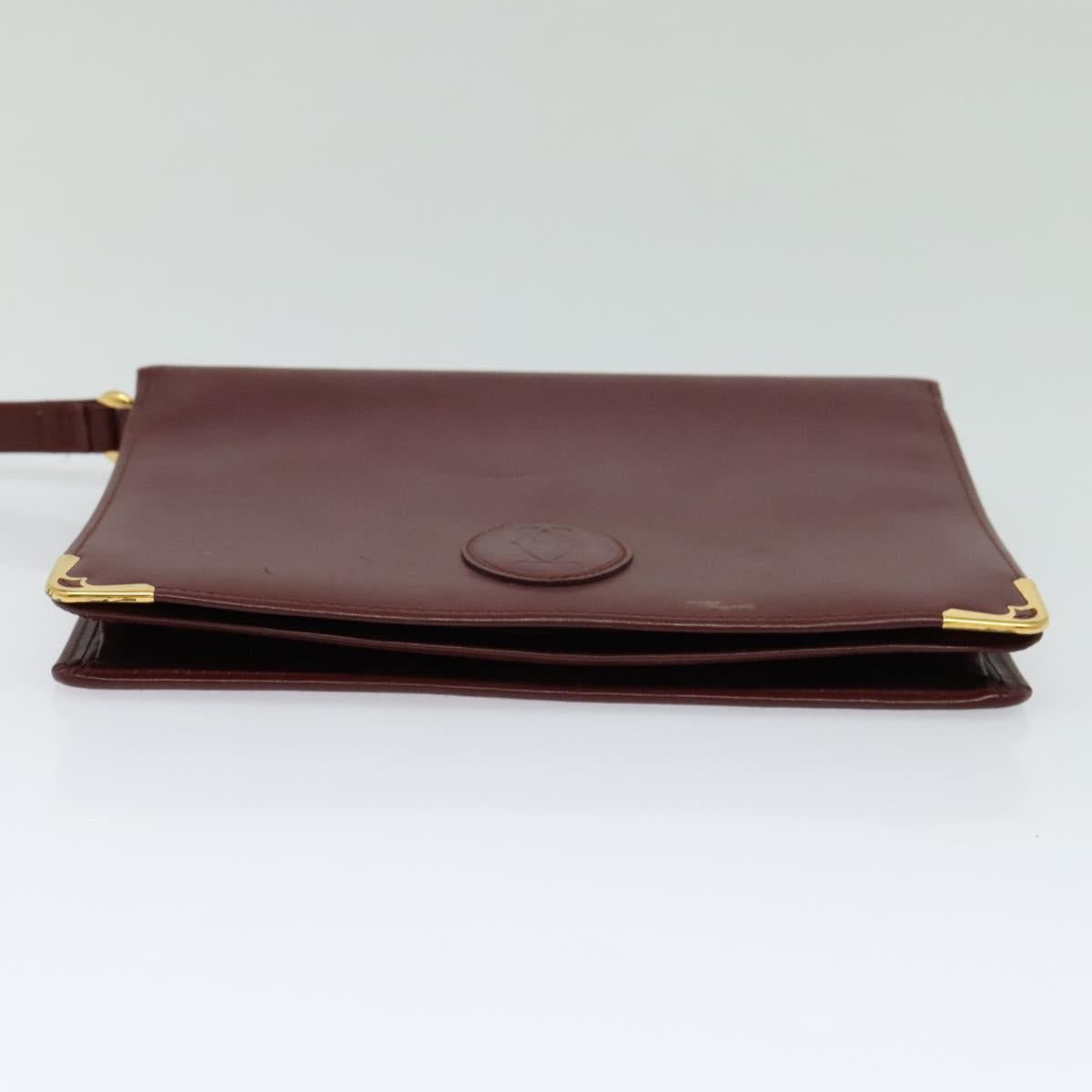 CARTIER Clutch Bag Leather 2Set Red Beige Auth bs23136