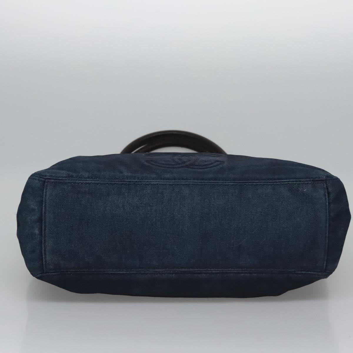 CHANEL Hand Bag Denim Blue CC Auth bs23137