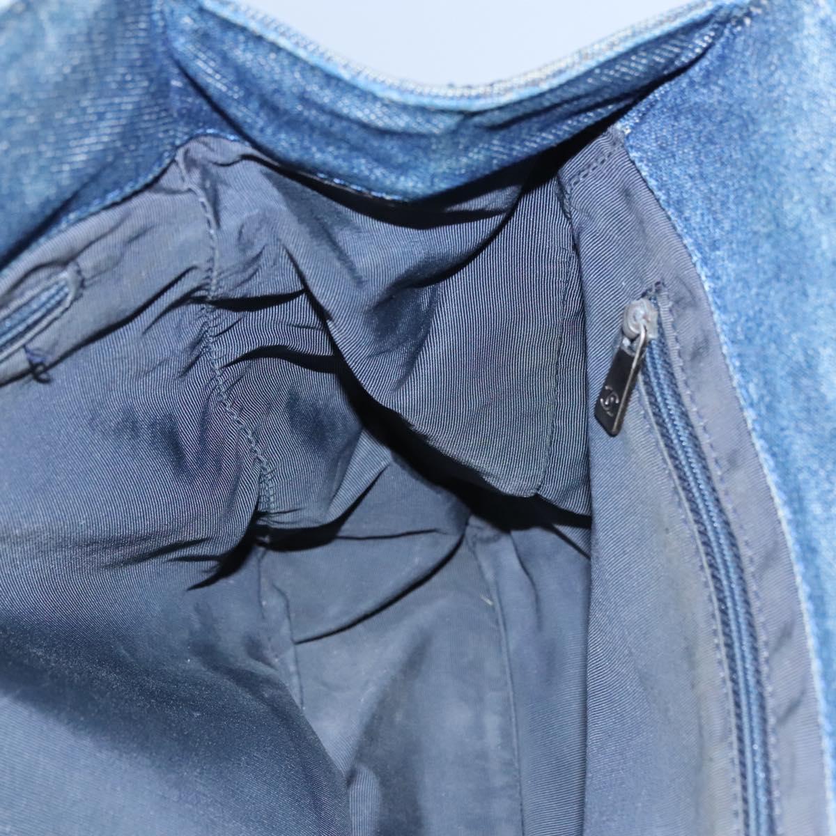 CHANEL Hand Bag Denim Blue CC Auth bs23137