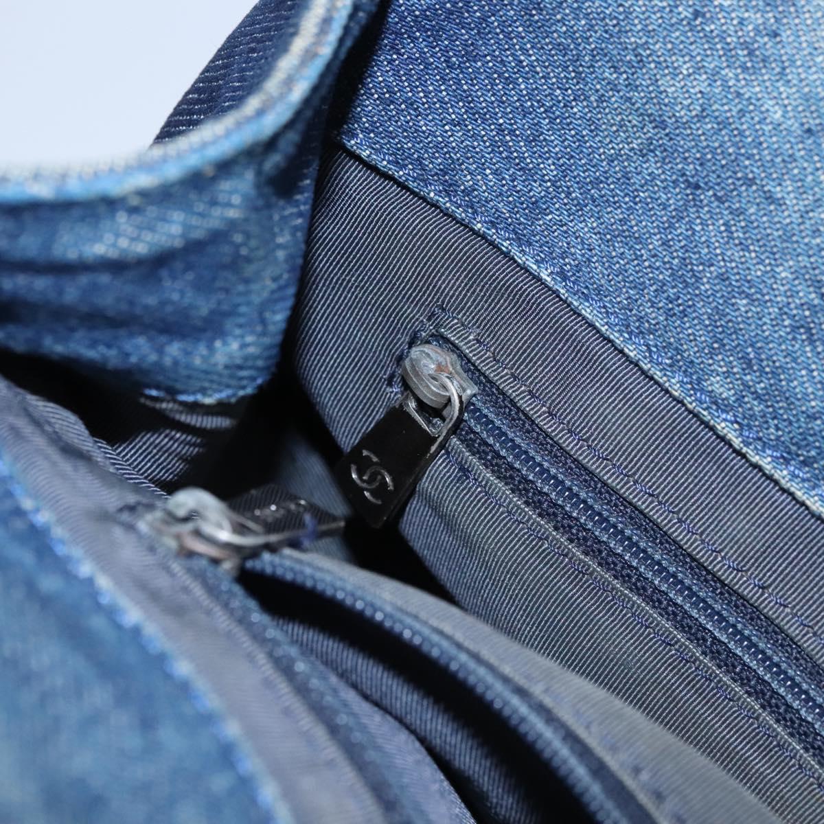 CHANEL Hand Bag Denim Blue CC Auth bs23137