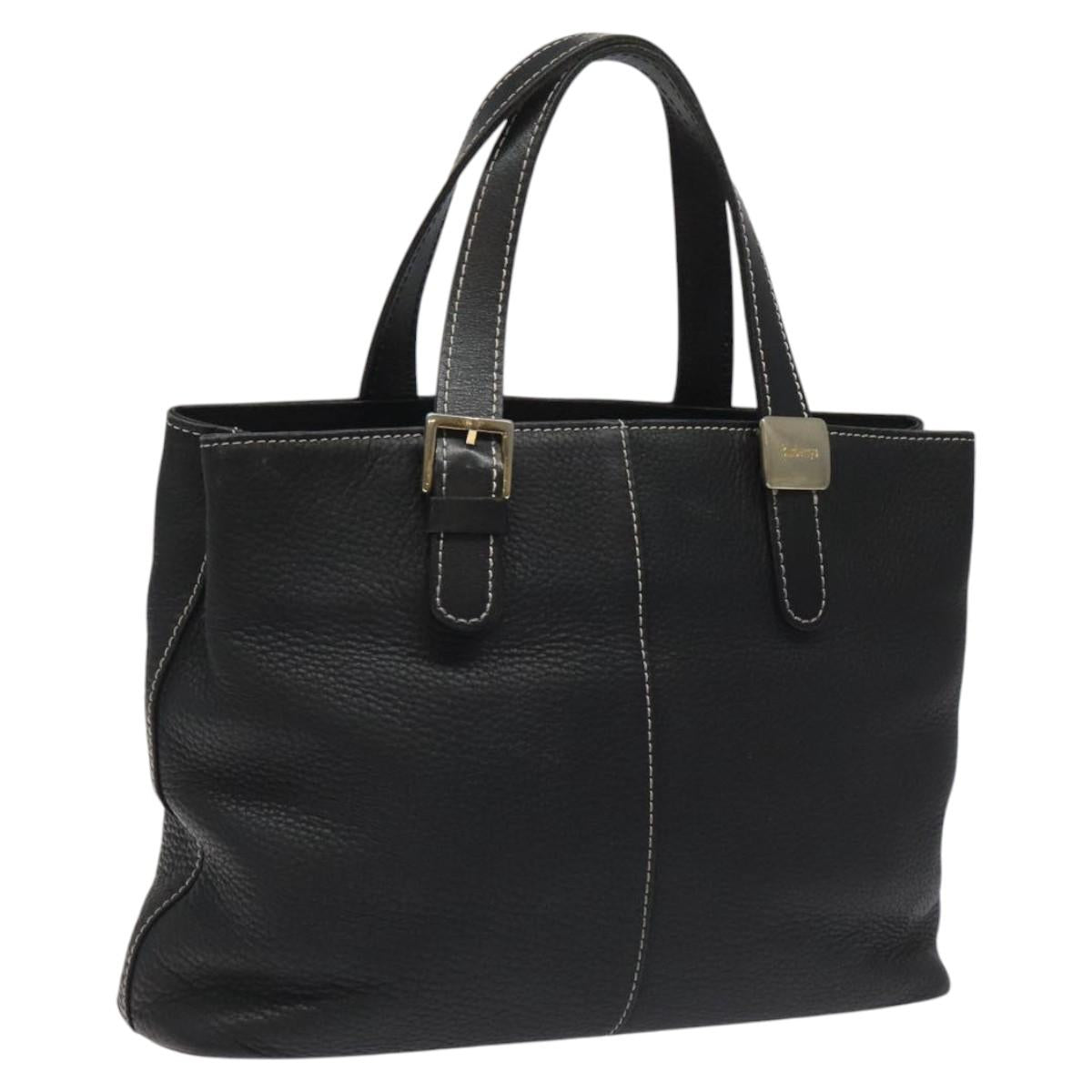 Burberrys Tote Bag Leather Black Auth bs23138