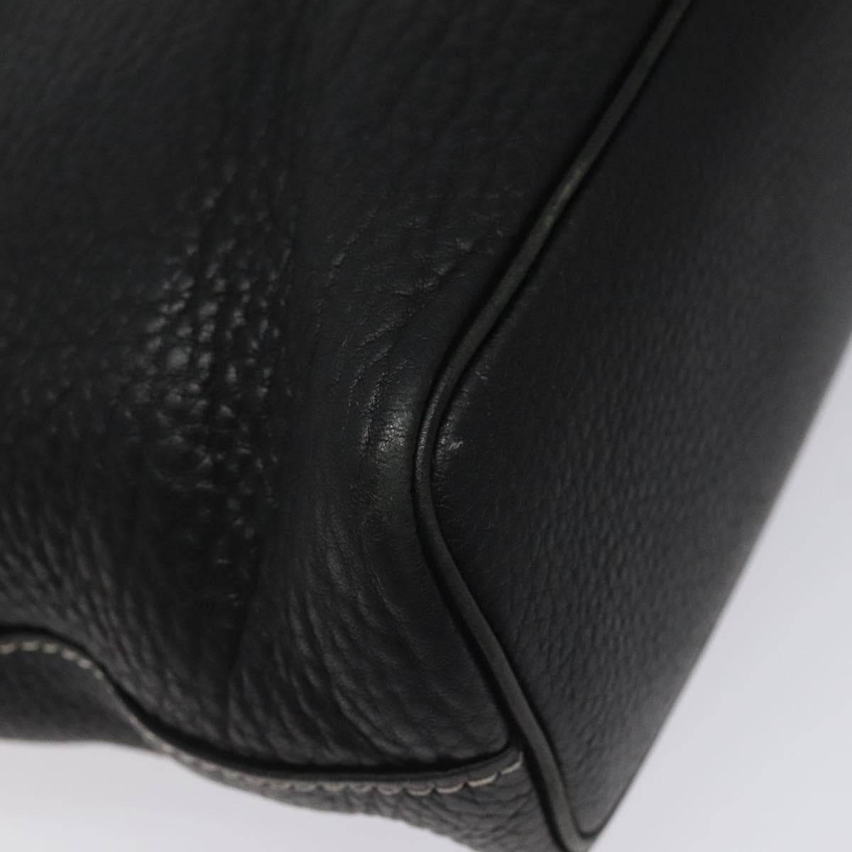 Burberrys Tote Bag Leather Black Auth bs23138