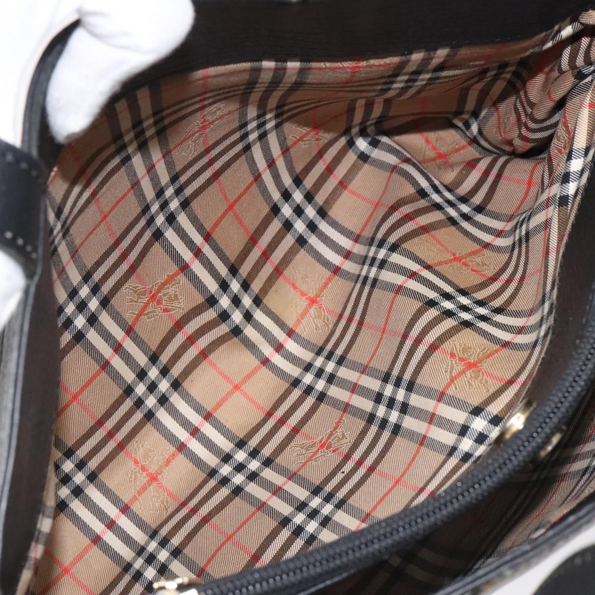Burberrys Tote Bag Leather Black Auth bs23138